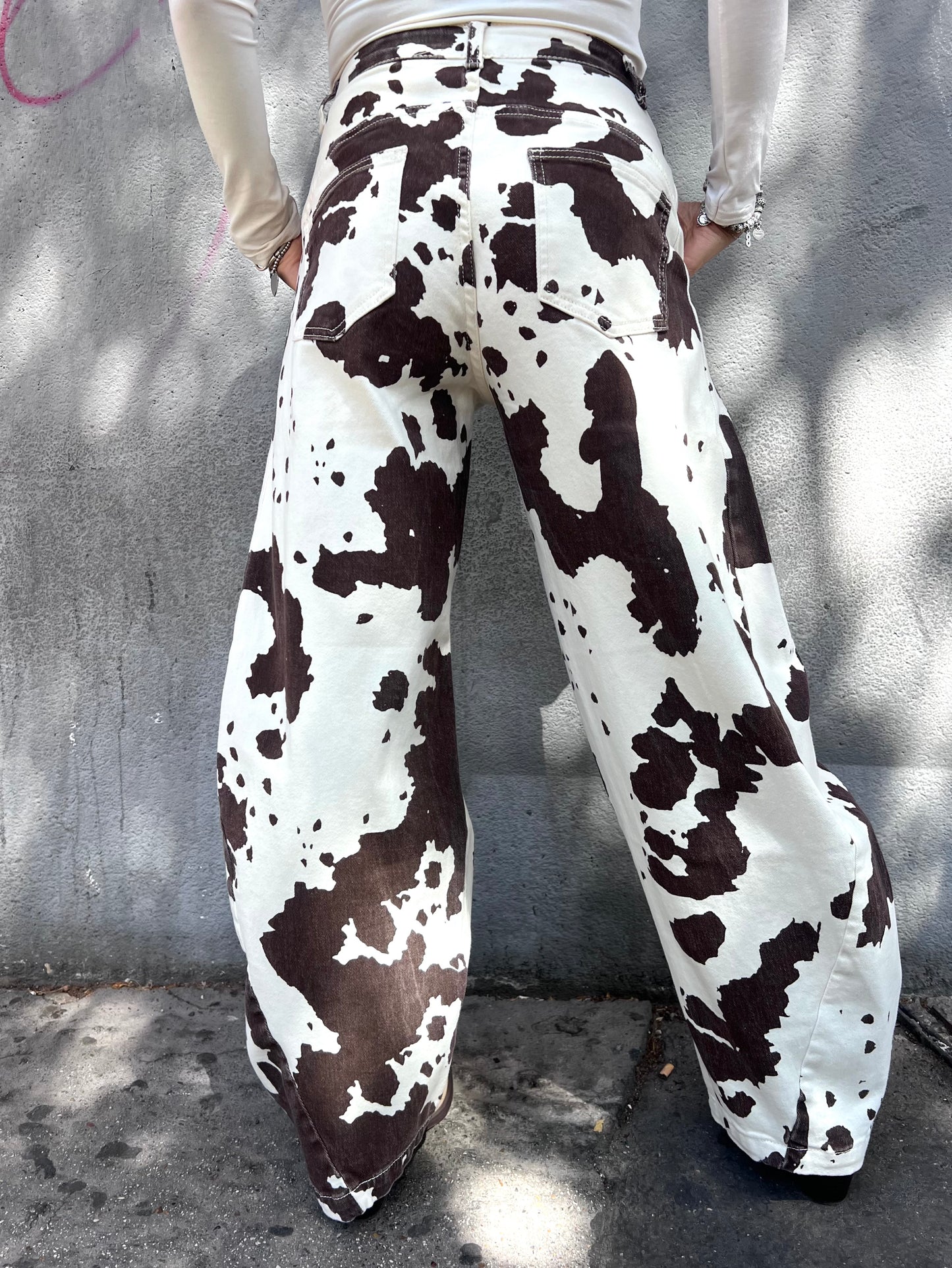 SUSY MIX DENIM BALLON CINQUE TASCHE COW LATTE
