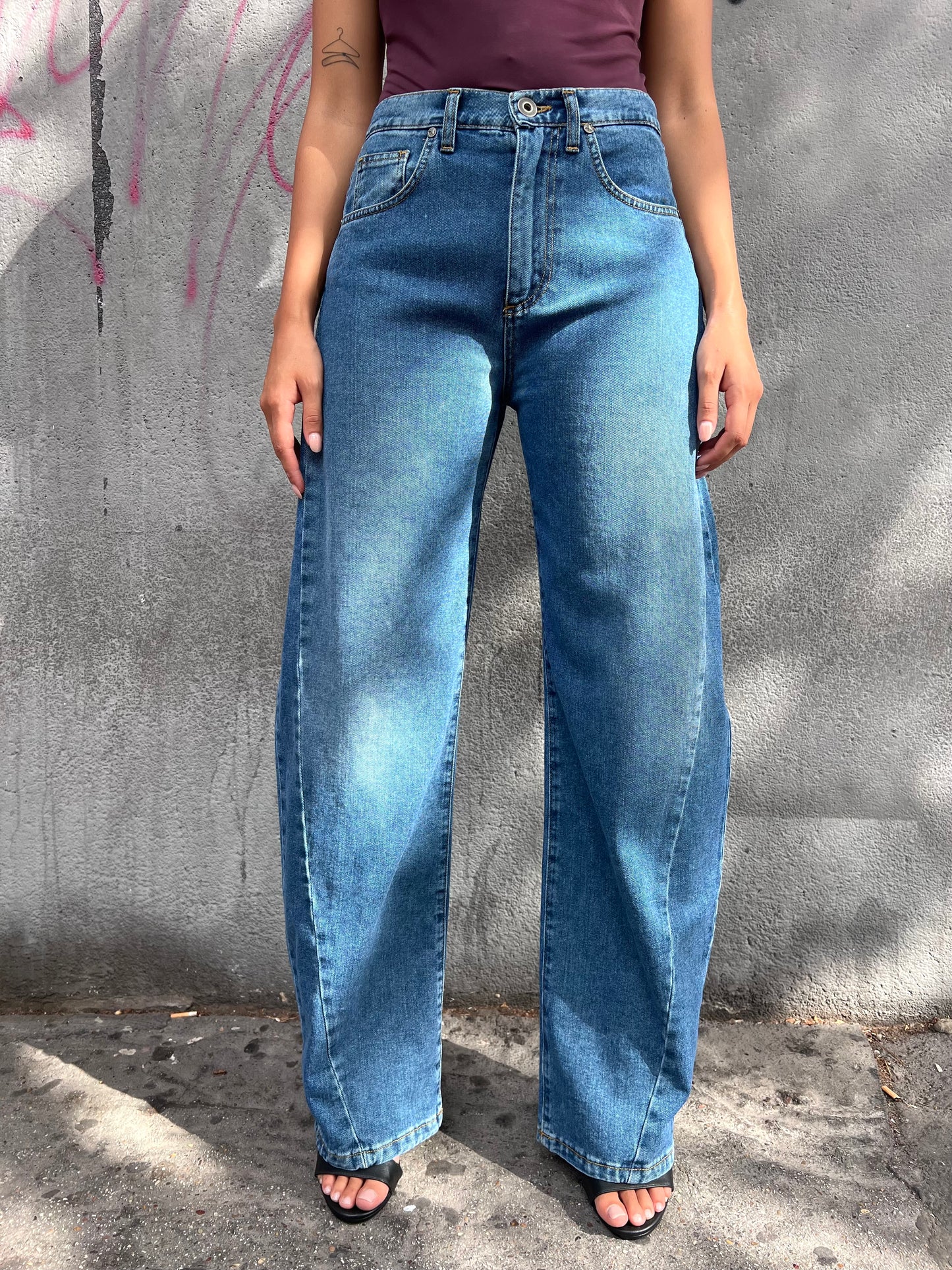 SUSY MIX DENIM VITA ALTA BALLON ARIELL BLU