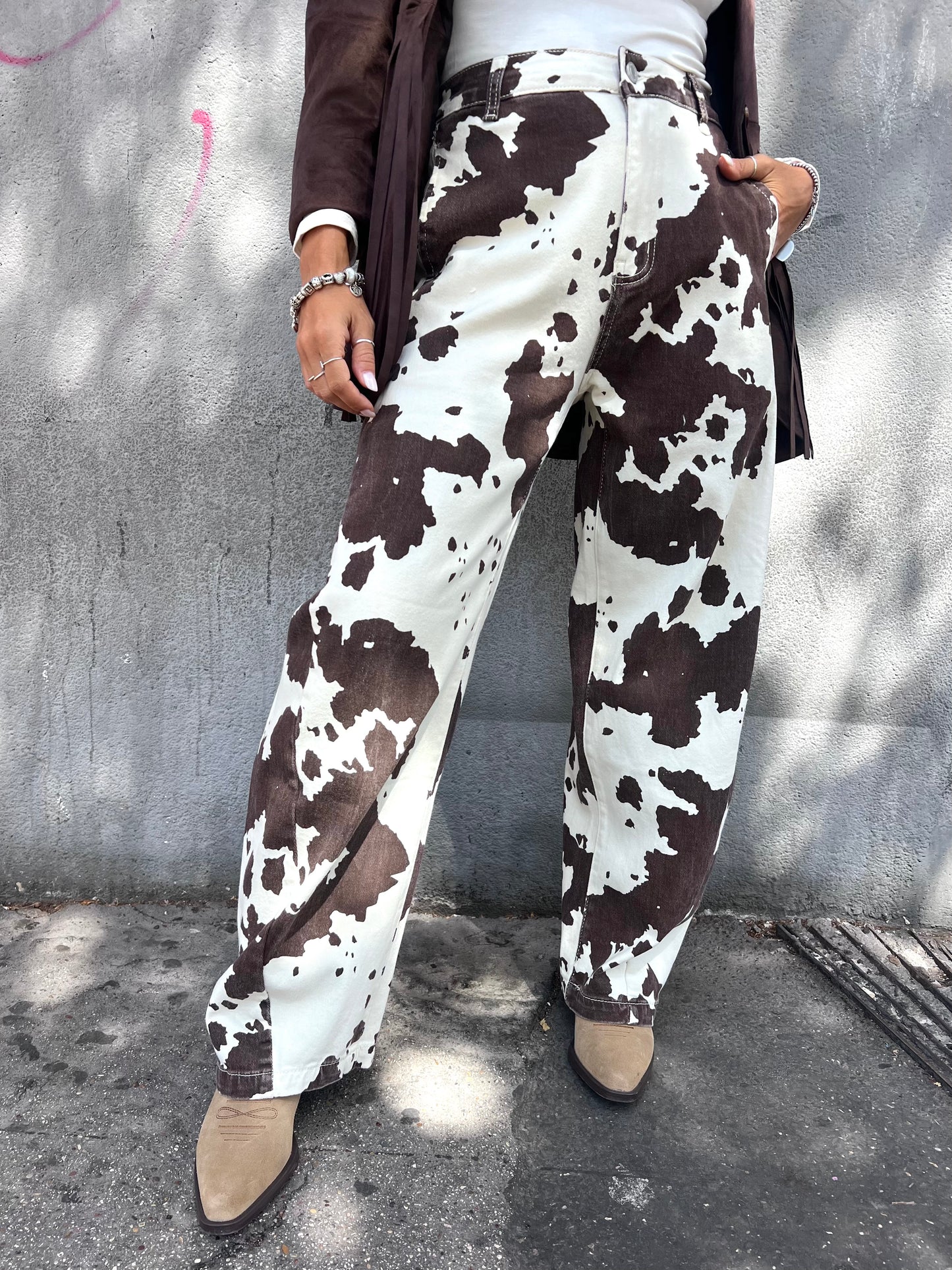 SUSY MIX DENIM BALLON CINQUE TASCHE COW LATTE