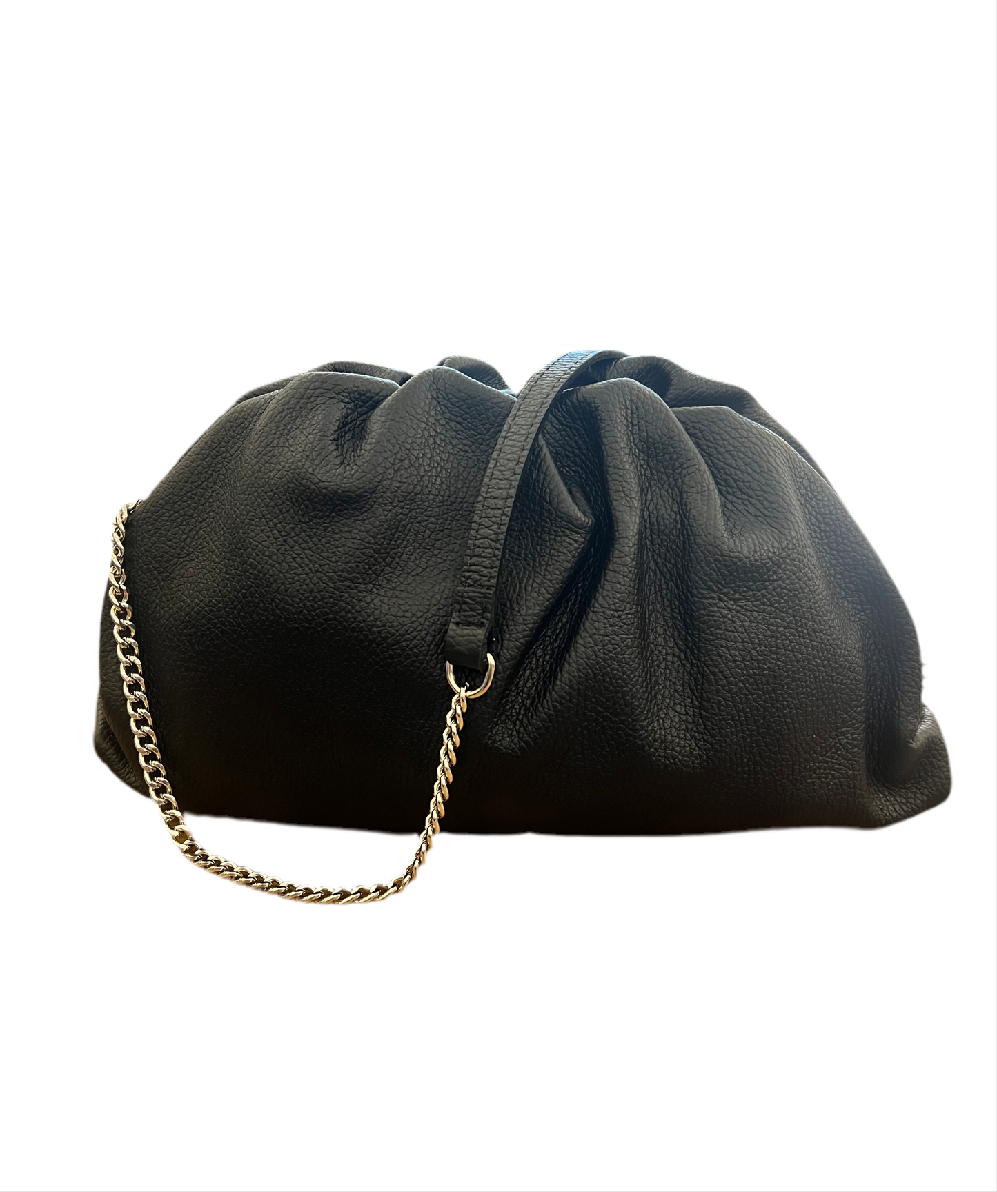 BORSA IN PELLE CON TRACOLLA POUCH NERO