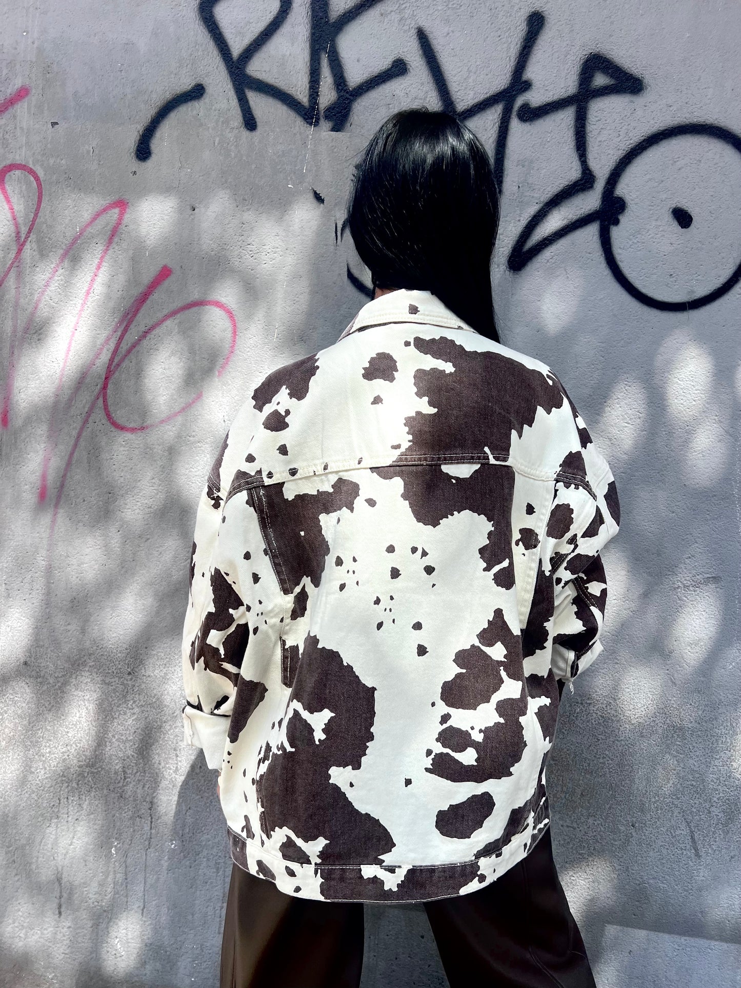 SUSY MIX GIACCHETTO DENIM OVER FANTASIA COW LATTE