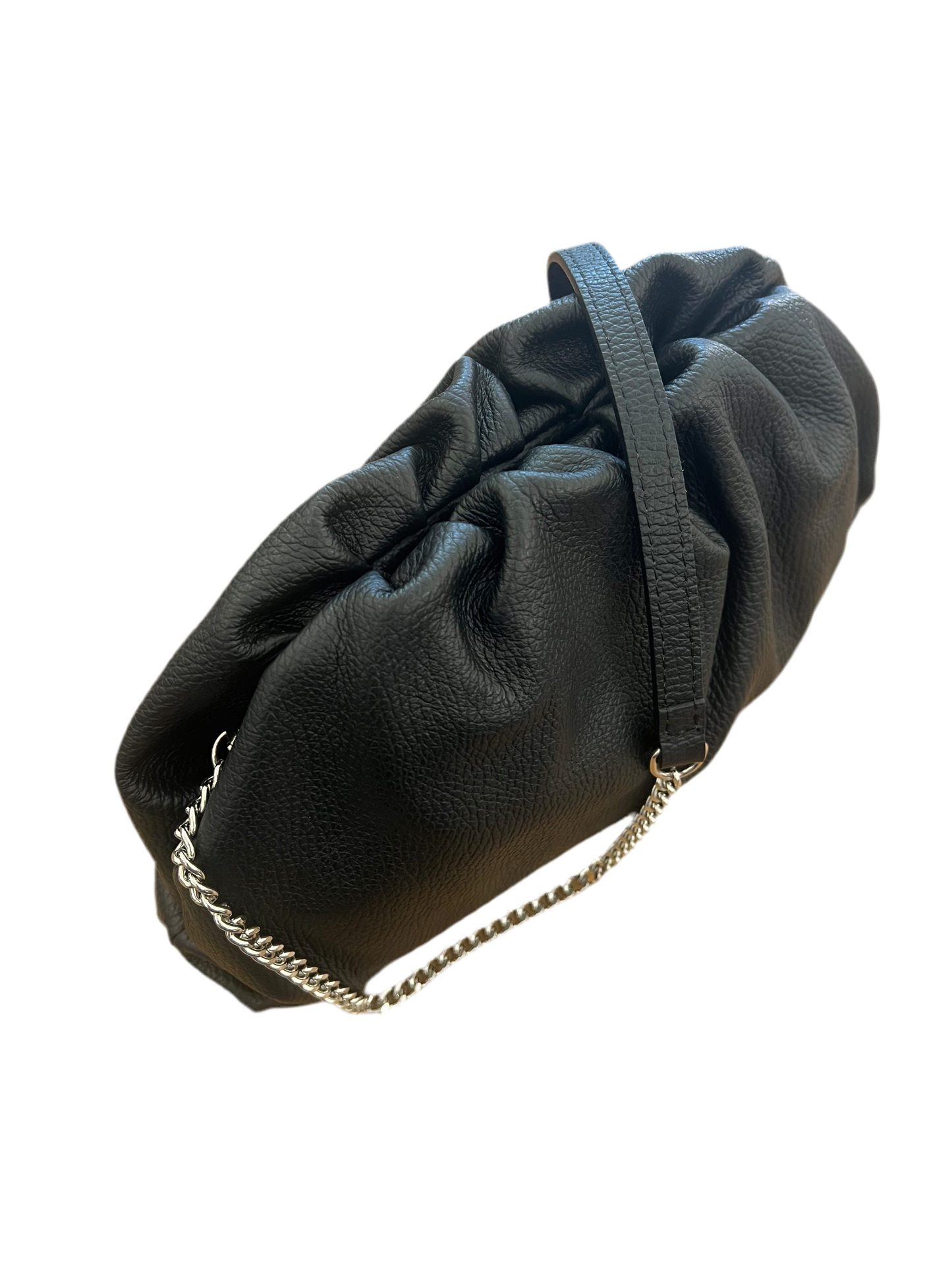BORSA IN PELLE CON TRACOLLA POUCH NERO
