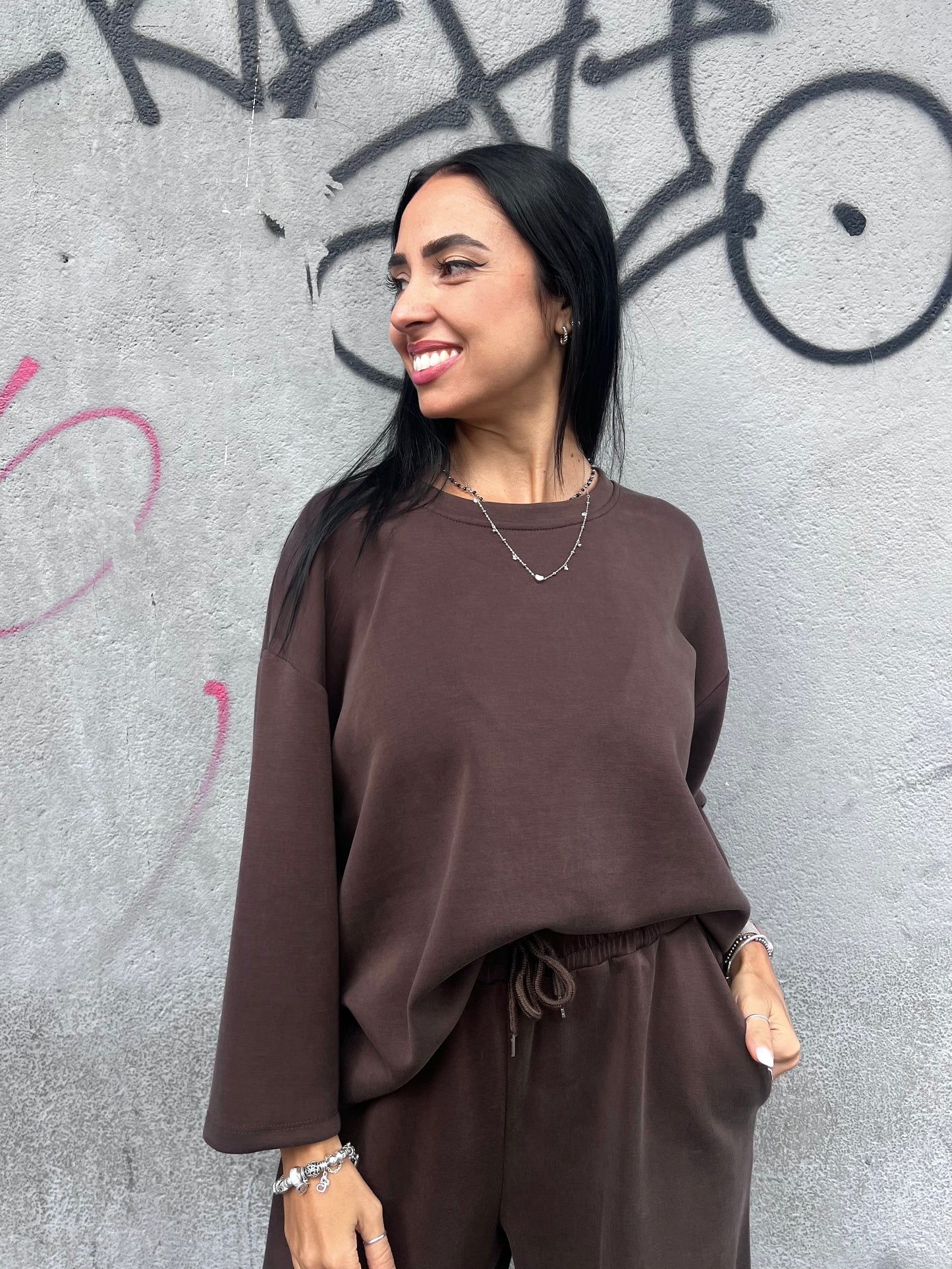 SUSY MIX COMPLETO FELPA& PANTALONE MARIKA CIOCCOLATO