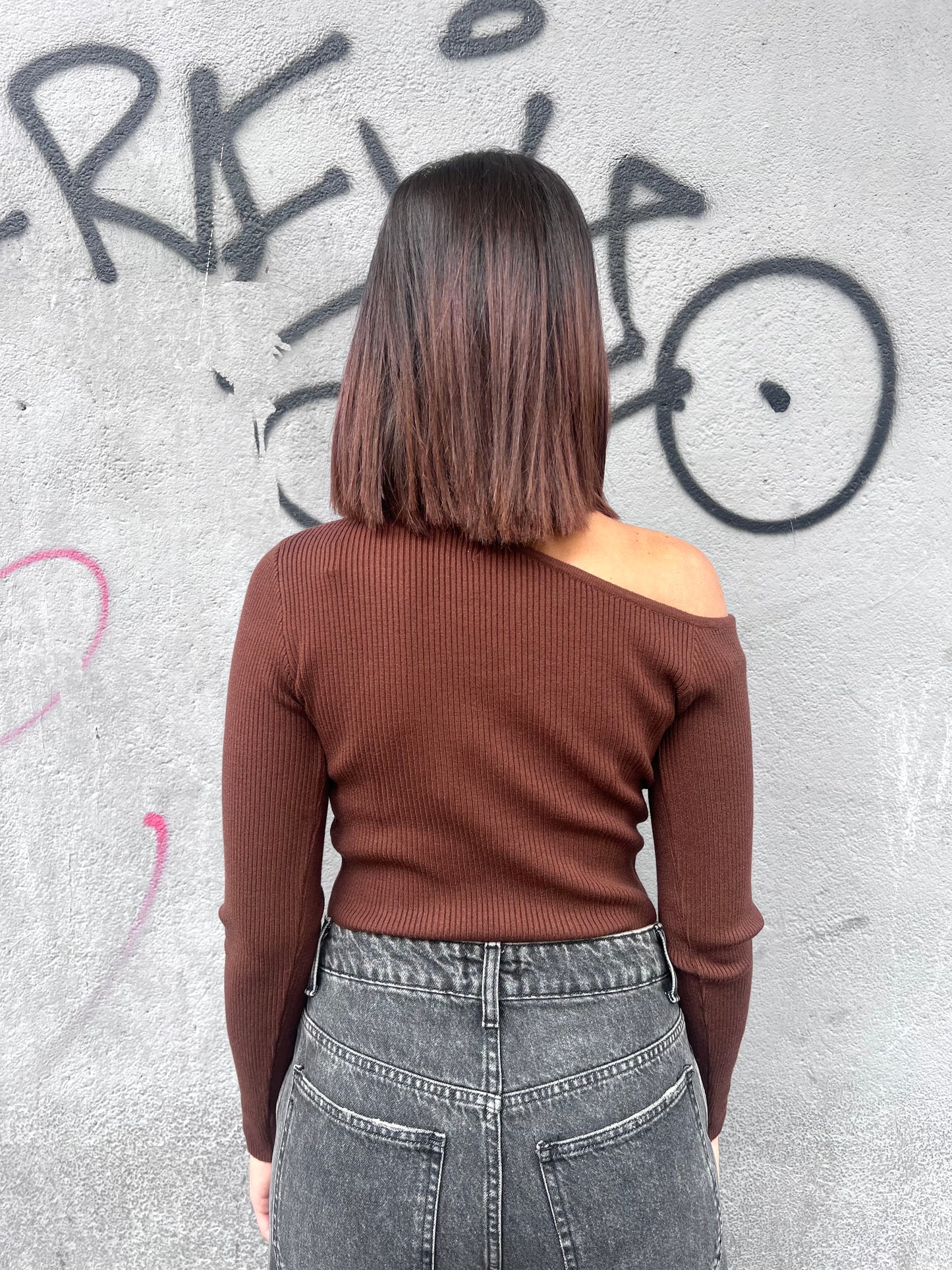SUSY MIX MAGLIA CROP CUT OUT COSTINE ILARIA MOKA