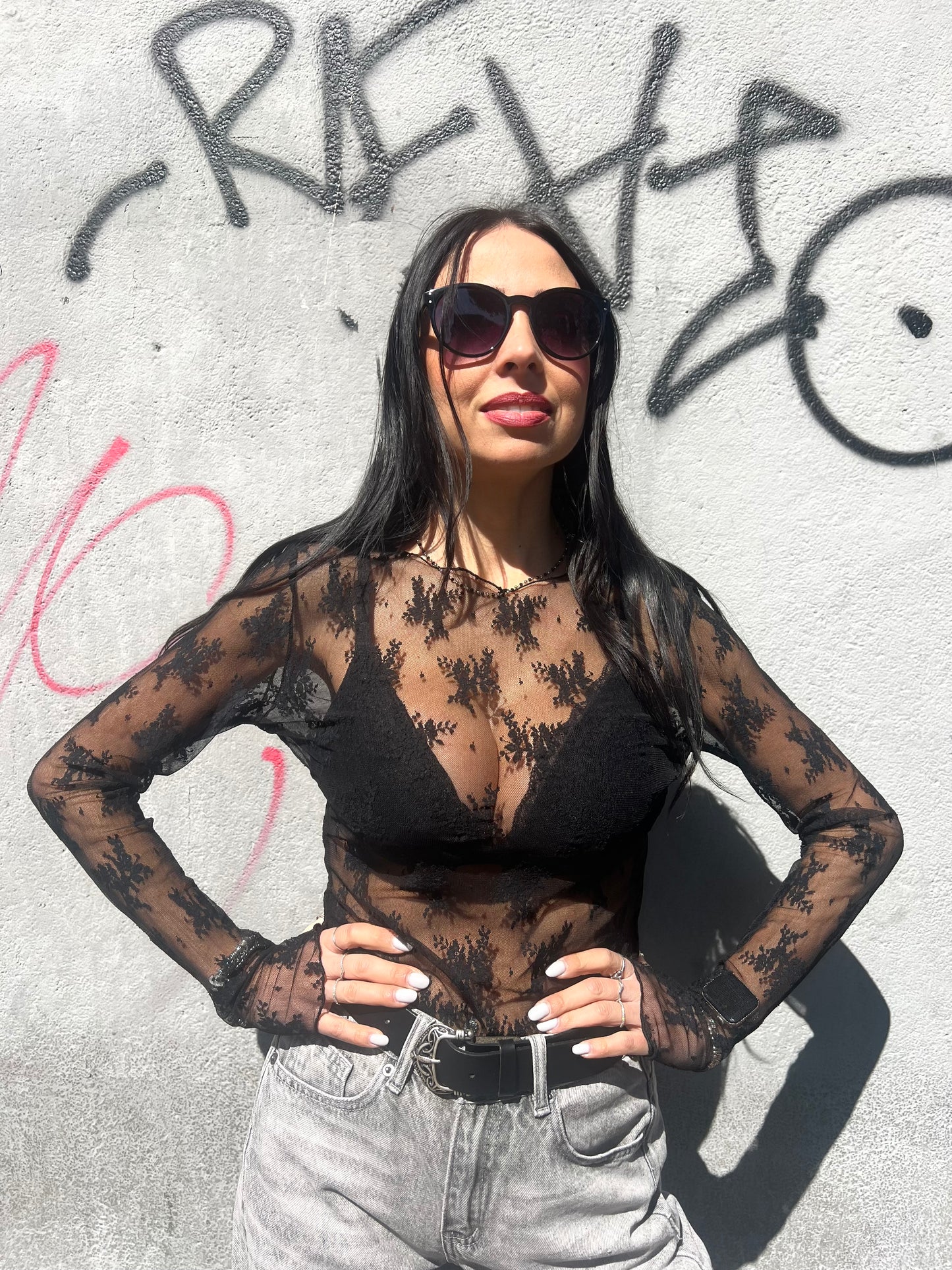 SUSY MIX MAGLIA BASIC PIZZO ROBERTA NERO