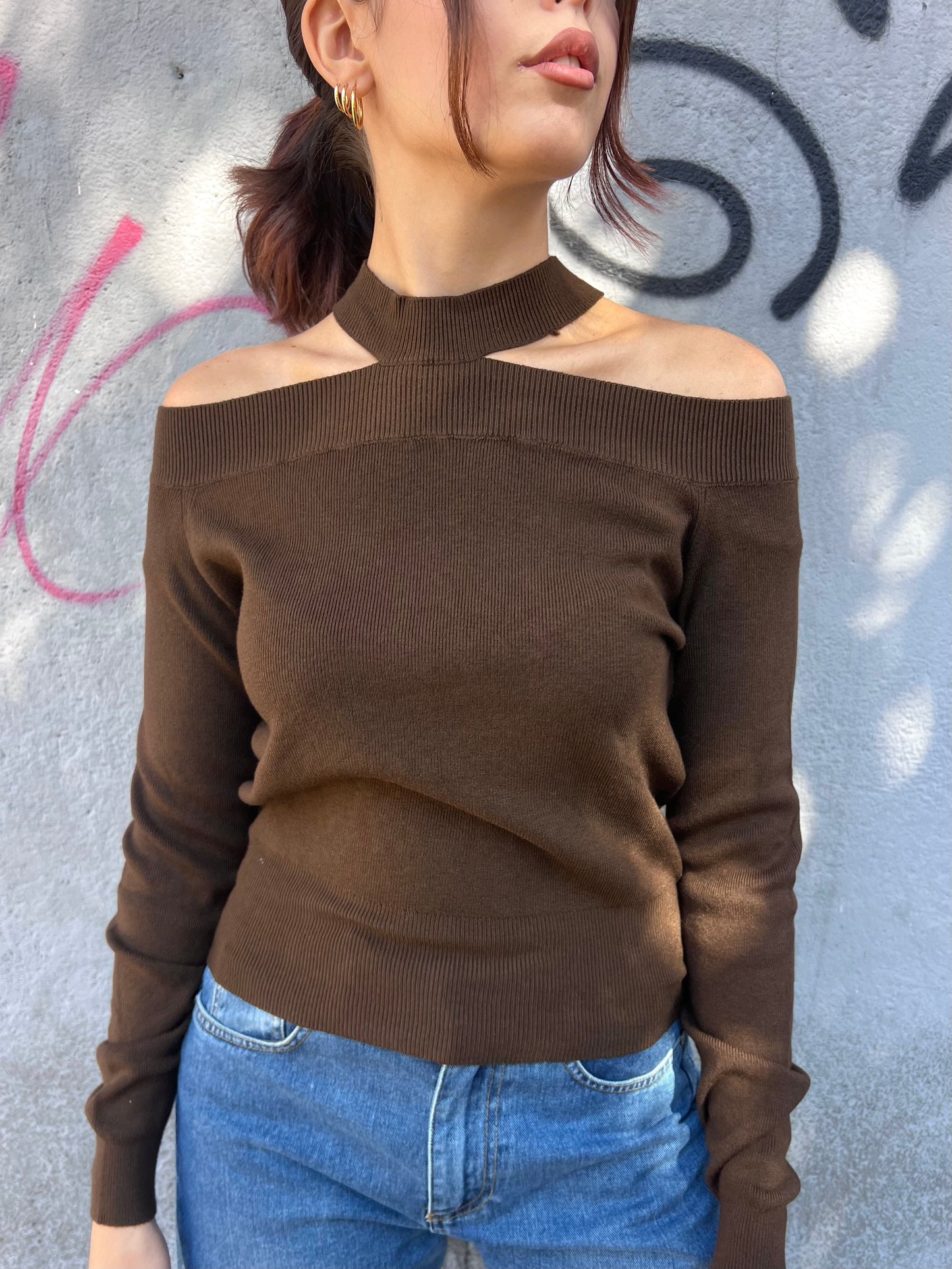 SUSY MIX MAGLIA RASATA CUT OUT VERONICA MOKA