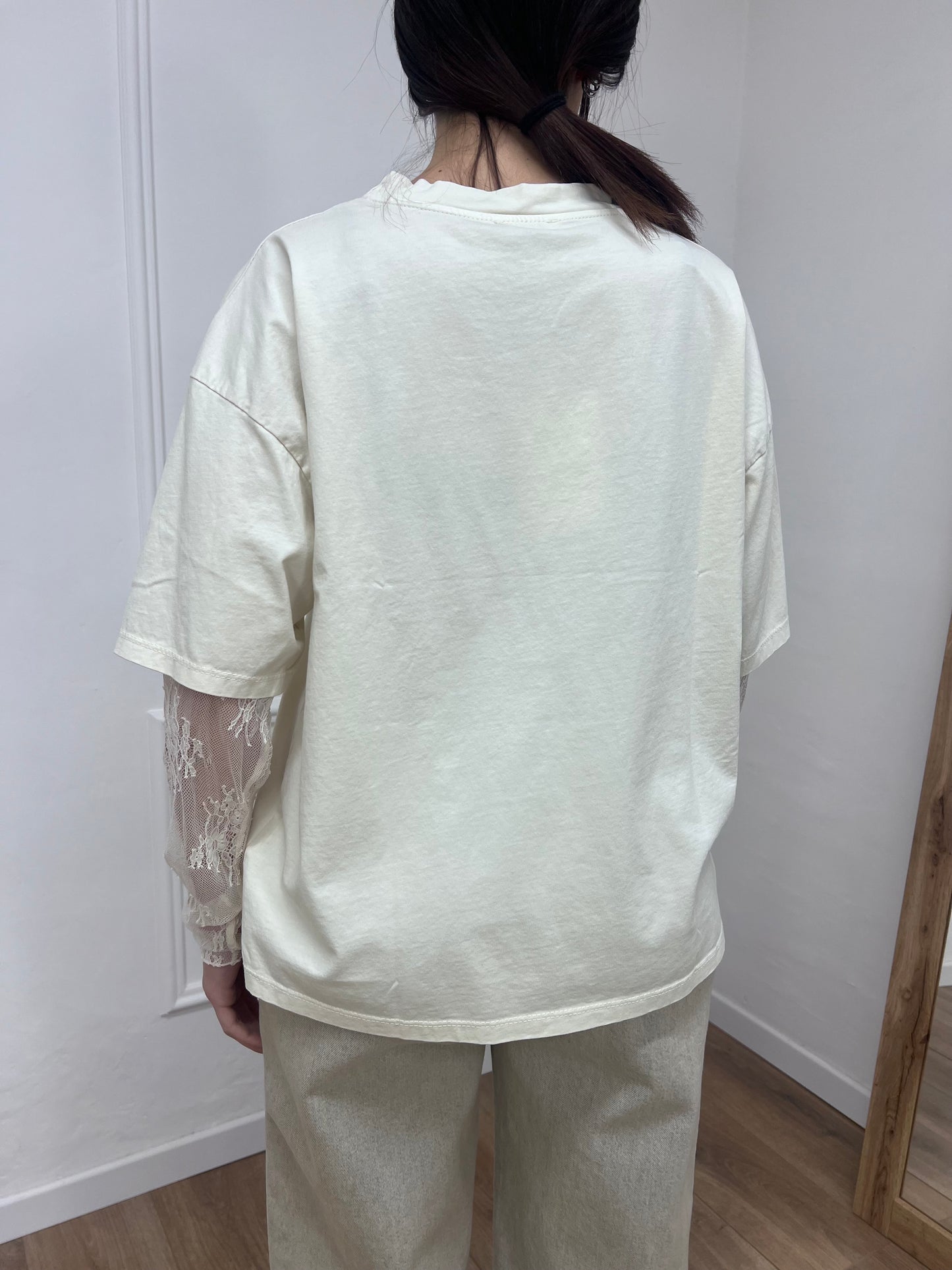 SUSY MIX T-SHIRT MANICA PIZZO IOLANDA BURRO