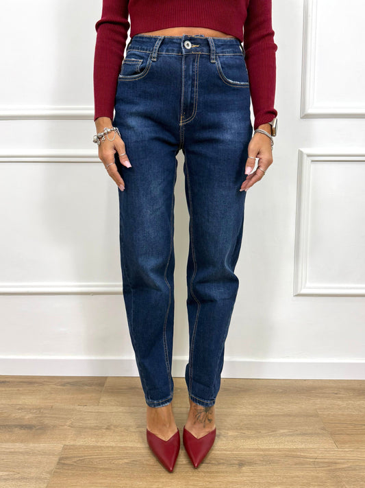 DENIM VITA REGOLARE CINQUE TASCHE MOM IRINA BLU