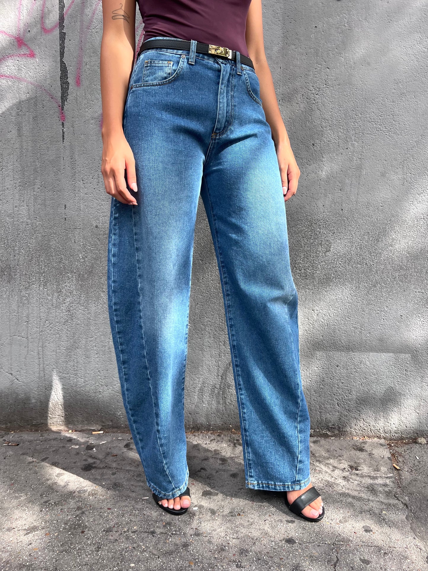 SUSY MIX DENIM VITA ALTA BALLON ARIELL BLU