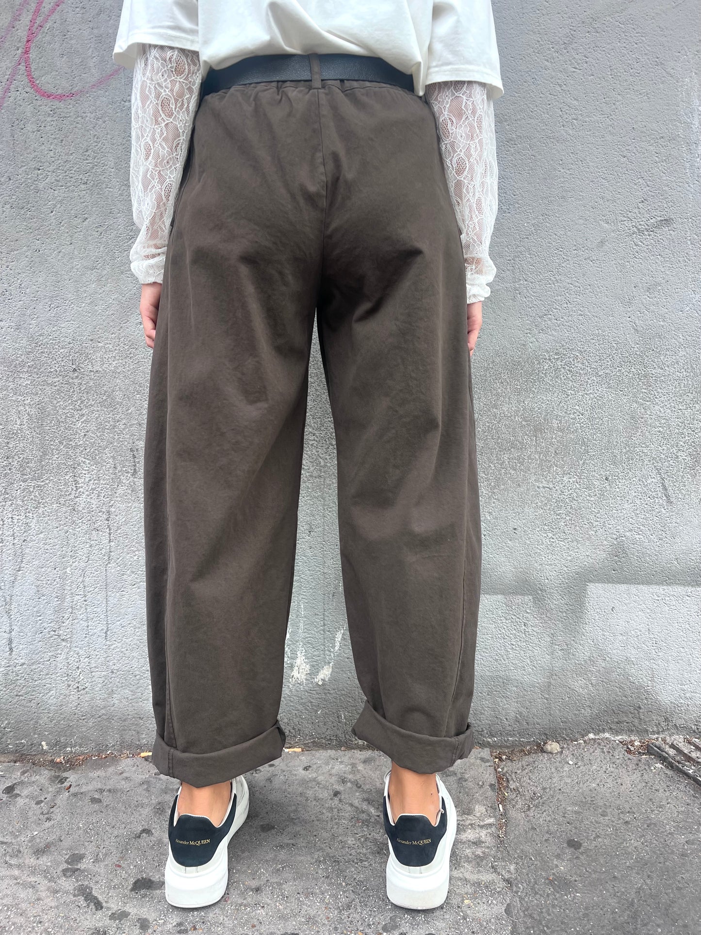 SUSY SUSY MIX PANTALONE VITA ALTA BALLON STELLINA MORO