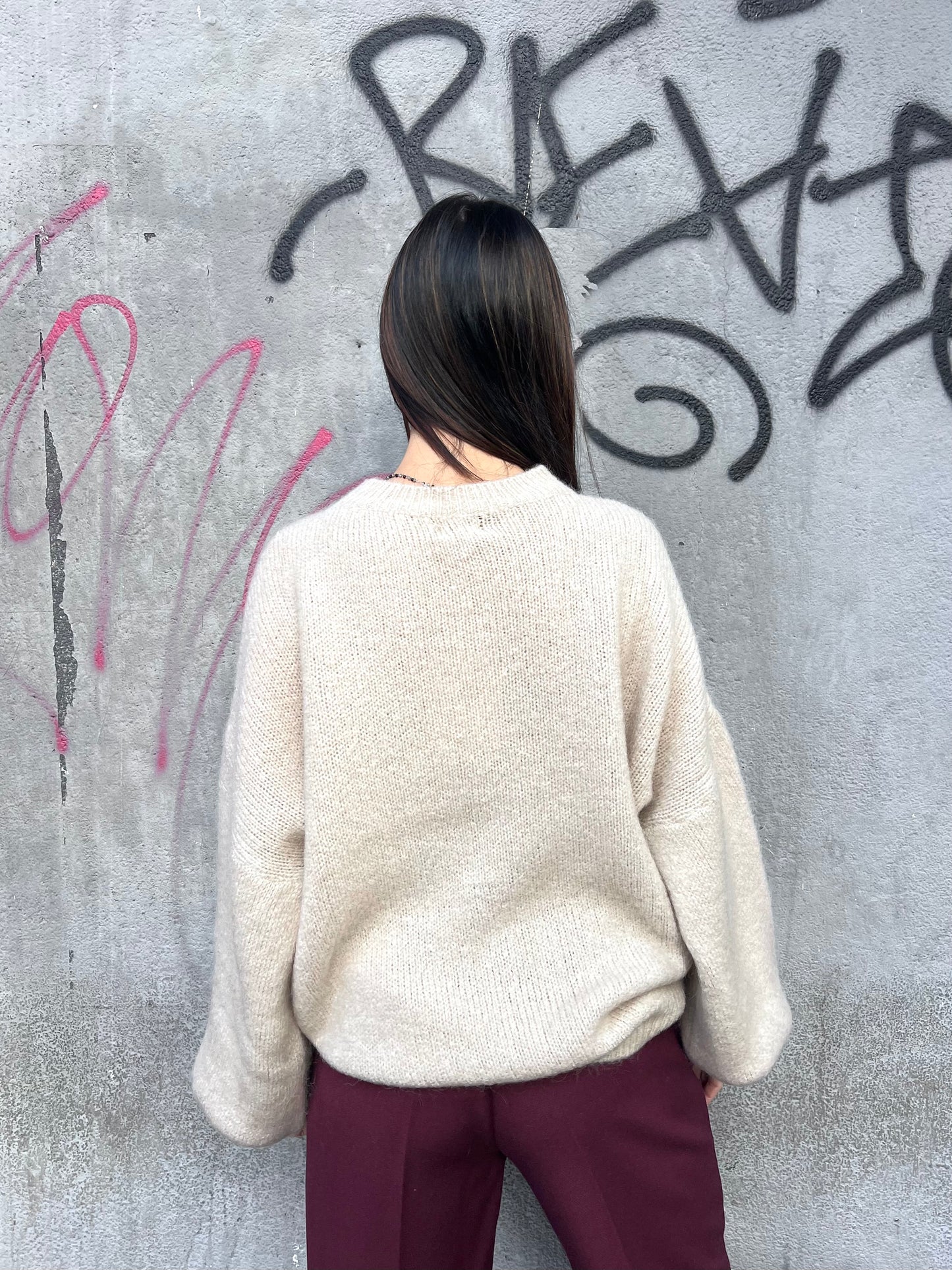 SUSY MIX MAGLIA OVER MOHAIR MANICA PALLONCINO MIA BURRO