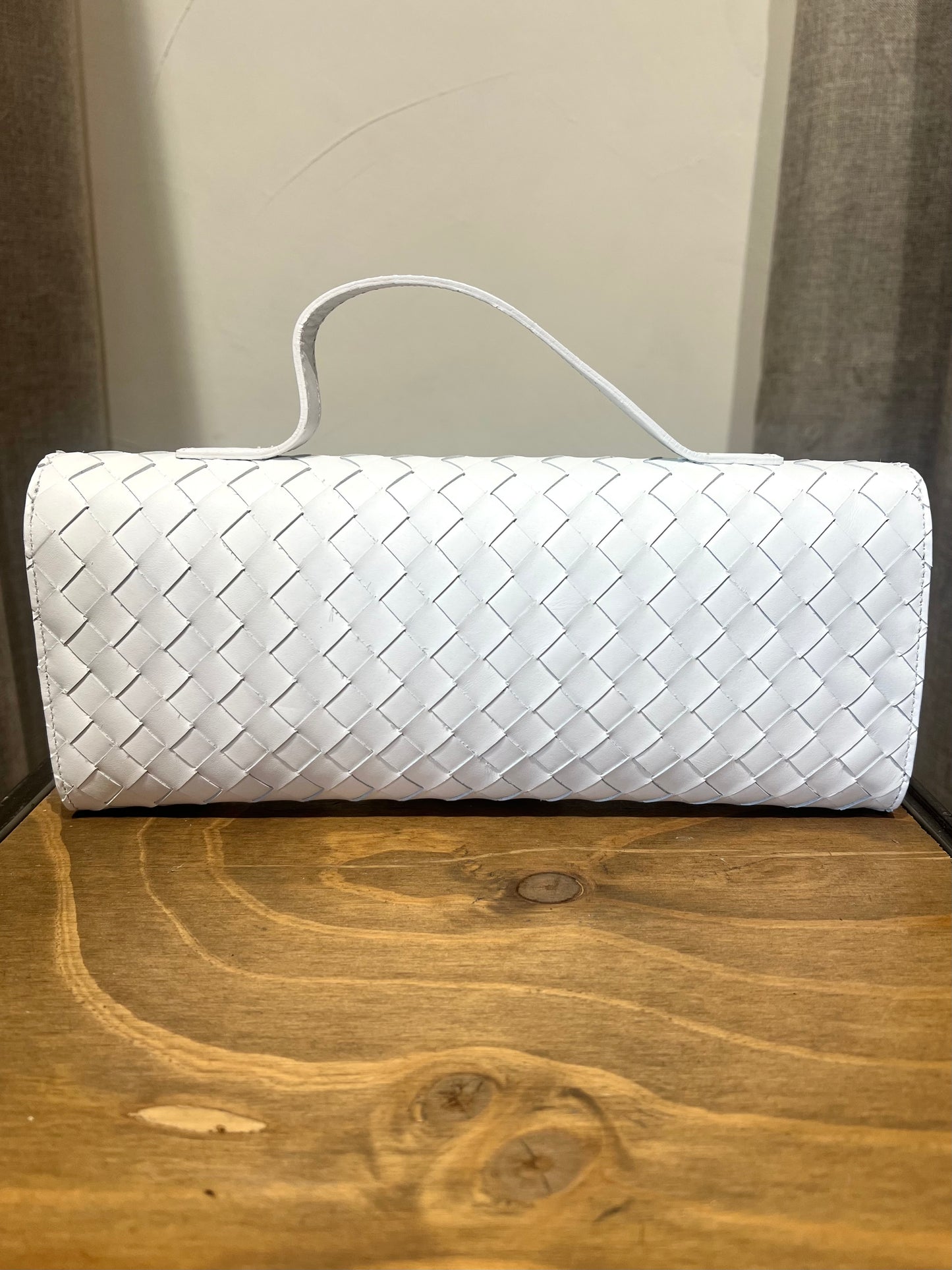 BORSA BAGUETTE VERA PELLE BOTTEGA BIANCO