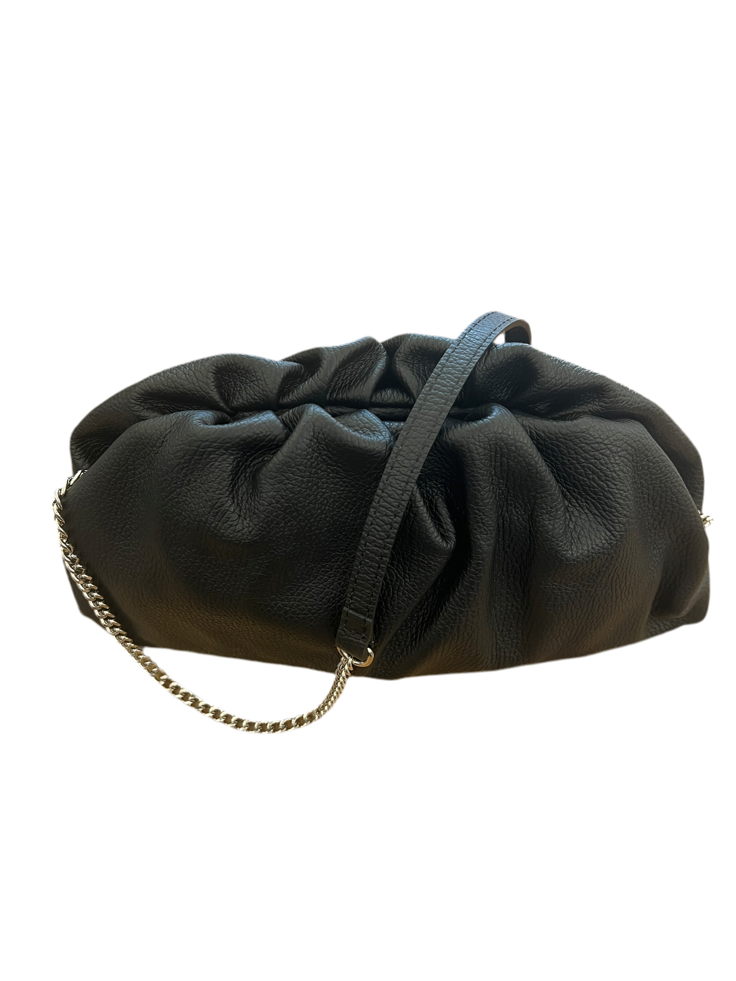 BORSA IN PELLE CON TRACOLLA POUCH NERO