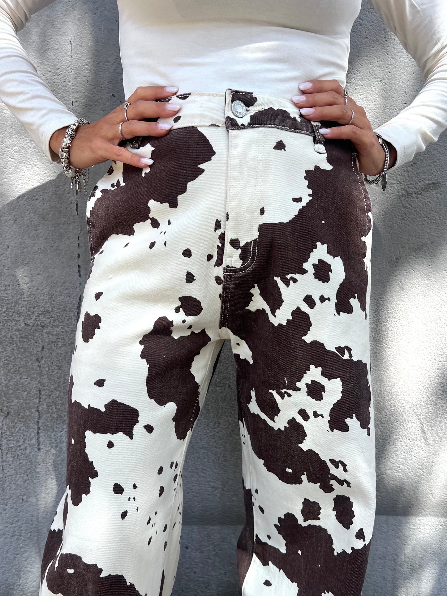 SUSY MIX DENIM BALLON CINQUE TASCHE COW LATTE