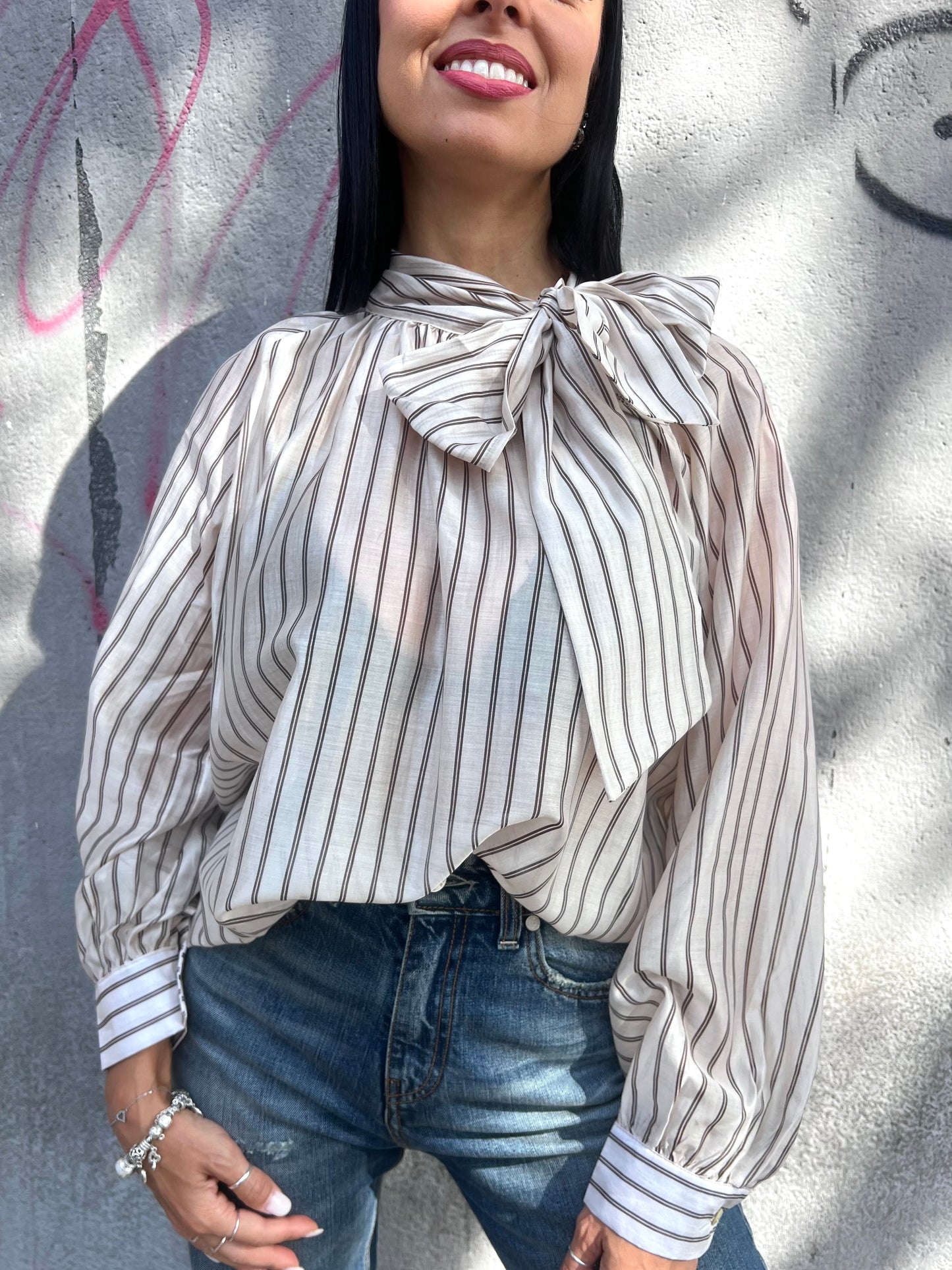 SUSY MIX BLUSA GESSATA FIOCCO GINEVRA BURRO