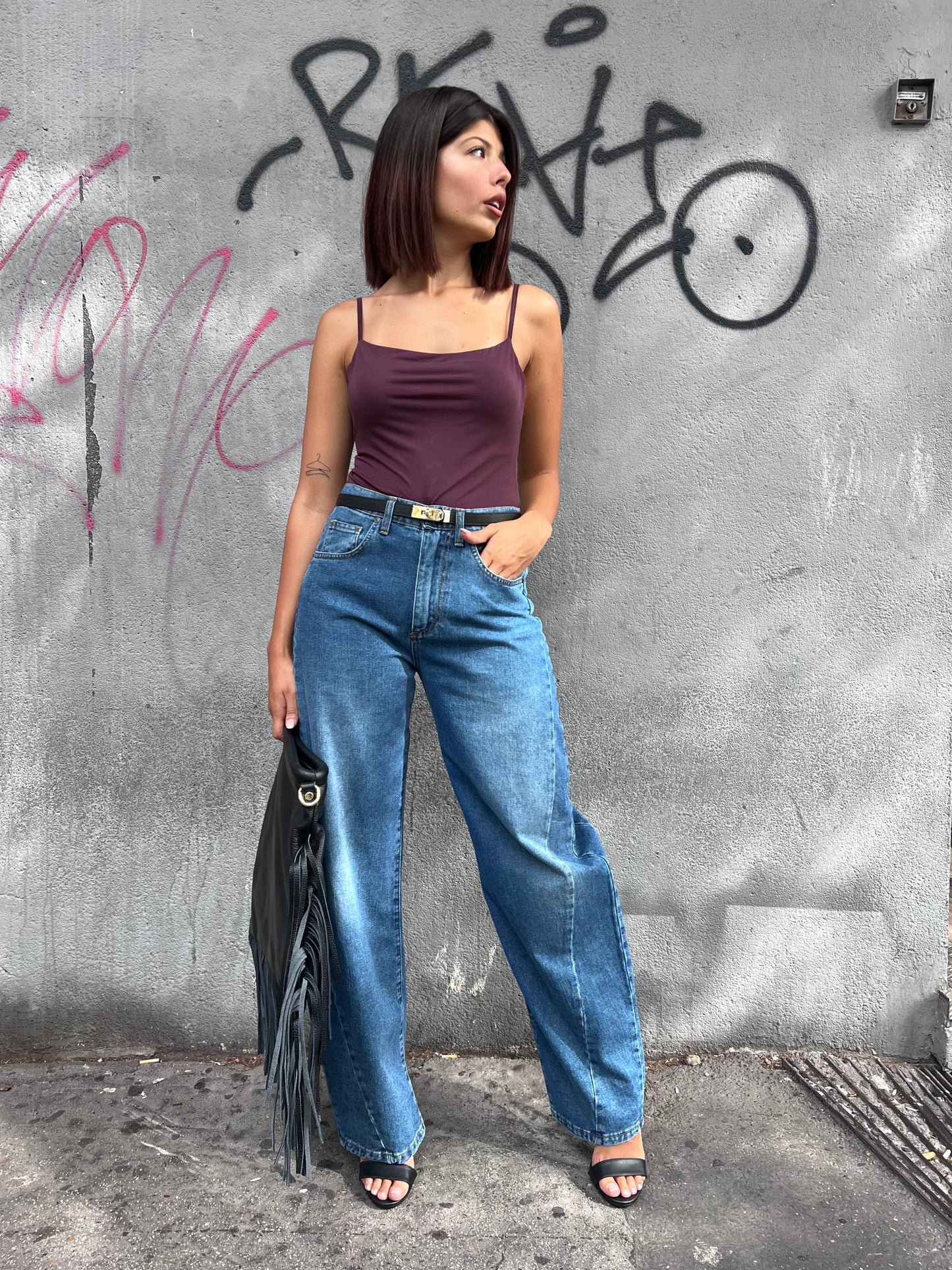 SUSY MIX DENIM VITA ALTA BALLON ARIELL BLU