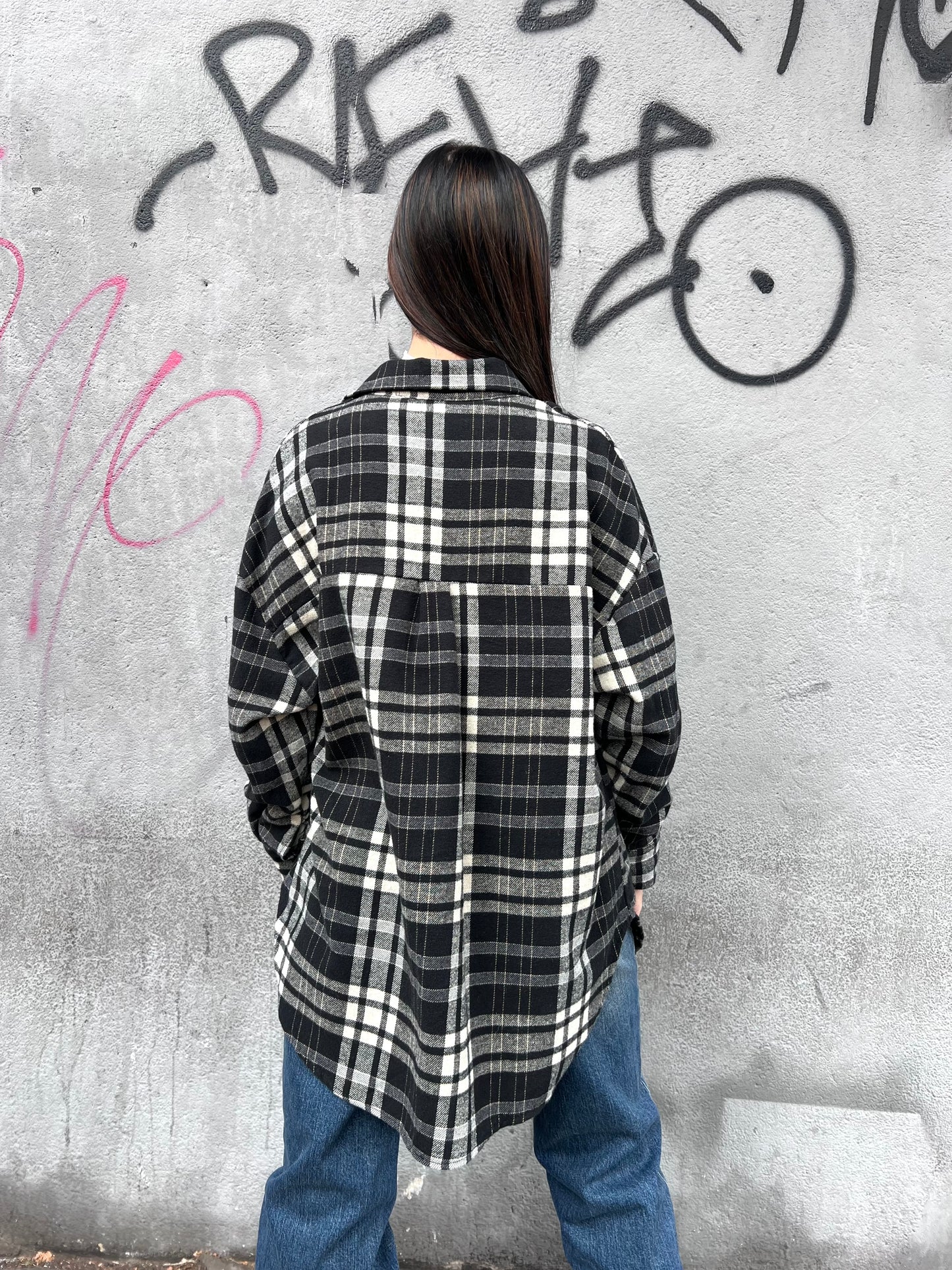 SUSY MIX CAMICIA FLANELLA CHECK MARTINA NERO