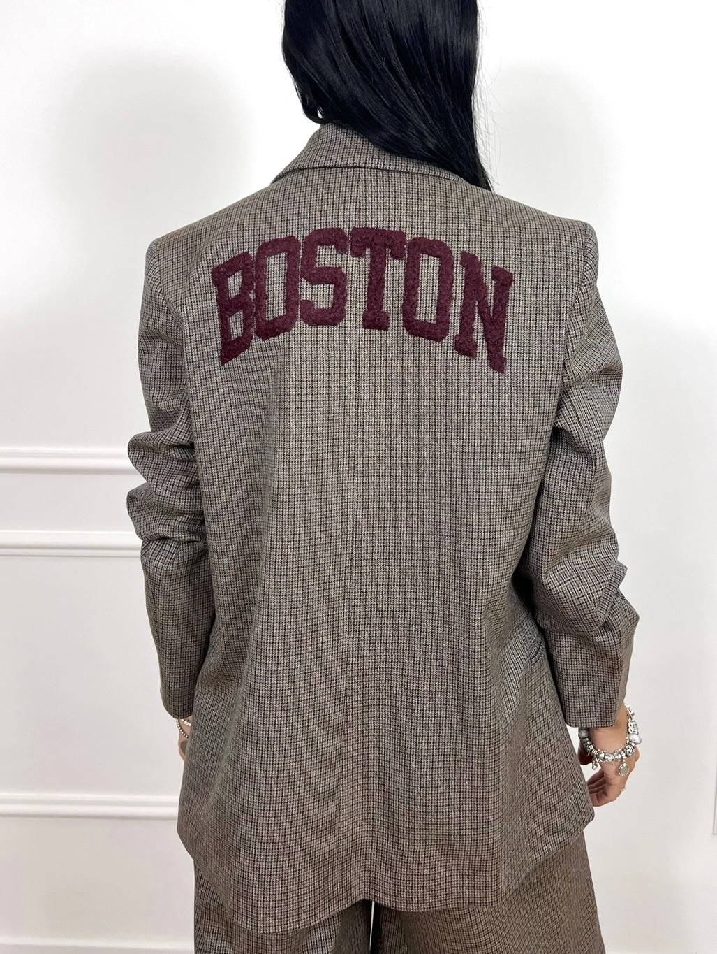 SUSY MIX GIACCA DOPPIOPETTO QUADRETTI “BOSTON” MORO