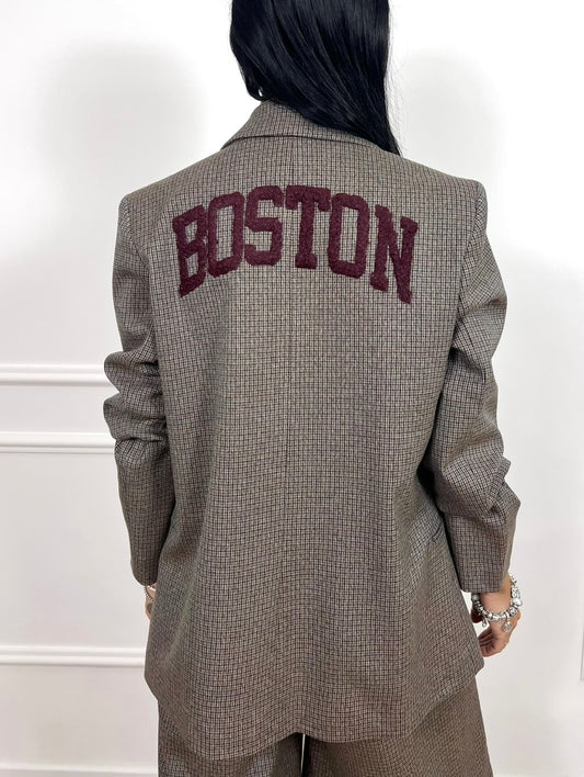 SUSY MIX GIACCA DOPPIOPETTO QUADRETTI “BOSTON” MORO