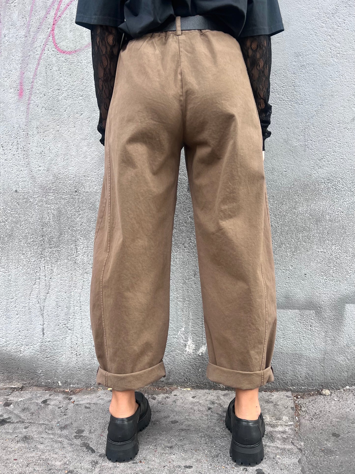 SUSY MIX PANTALONE VITA ALTA BALLON STELLINA TABACCO