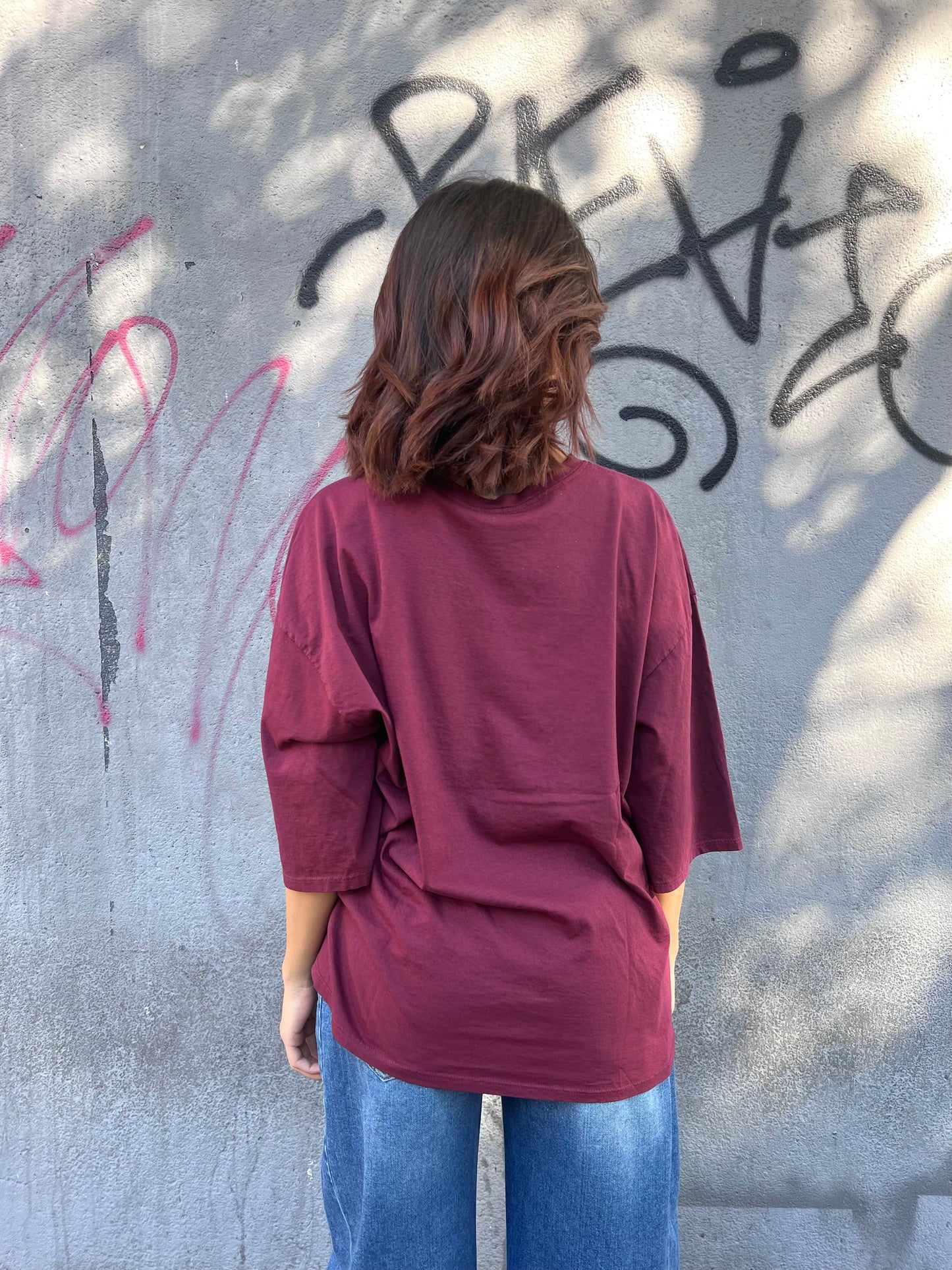SUSY MIX T-SHIRT OVER M/MANICA. FLORA VINO