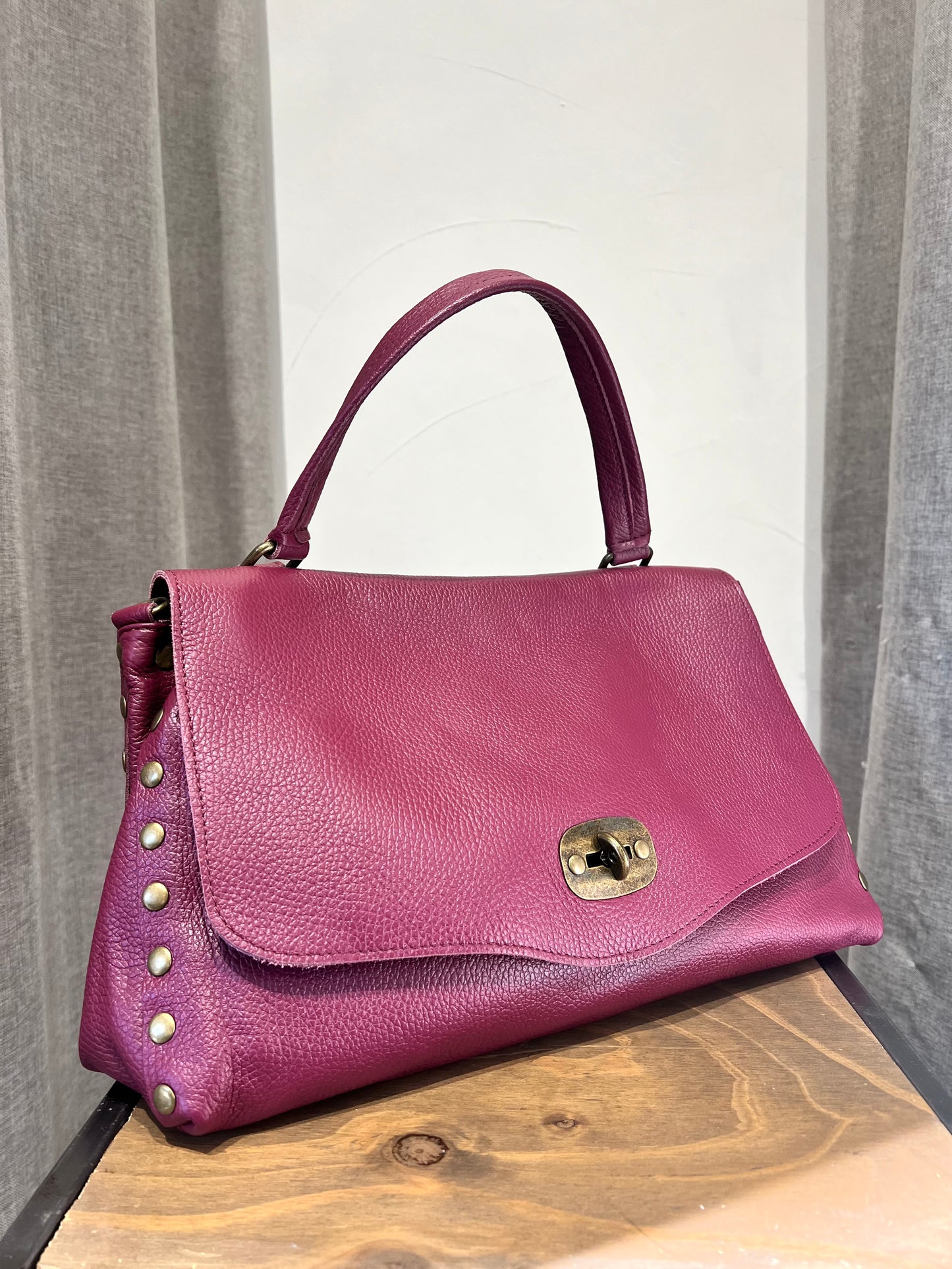 BORSA POSTINA GRANDE IN PELLE BURGUNDY