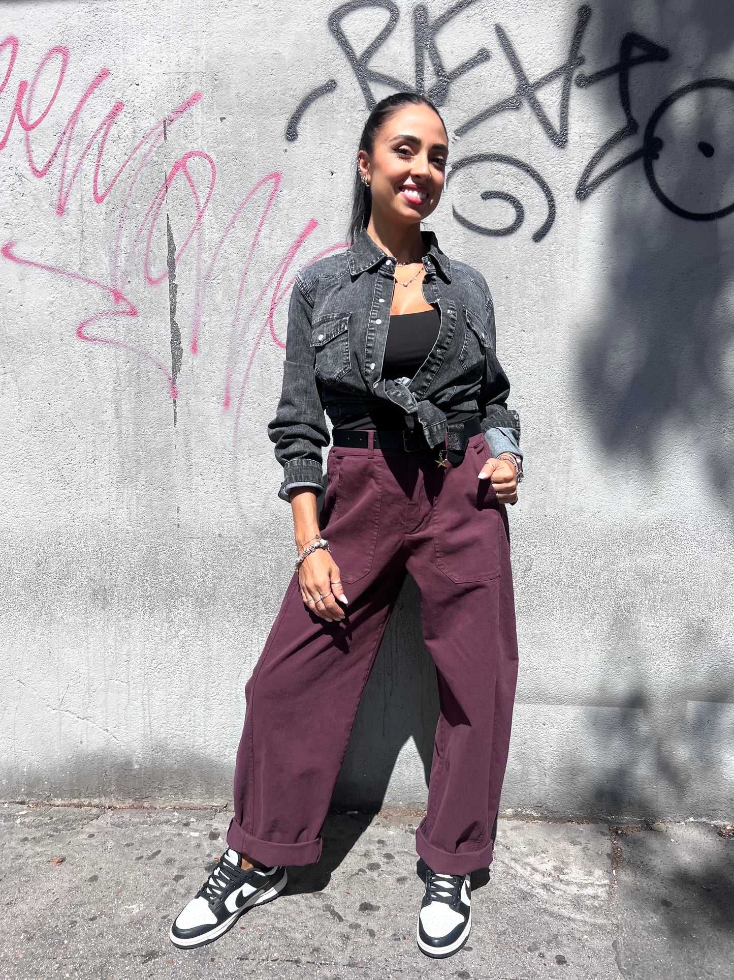 SUSY MIX PANTALONE VITA ALTA BALLON STELLINA VINO