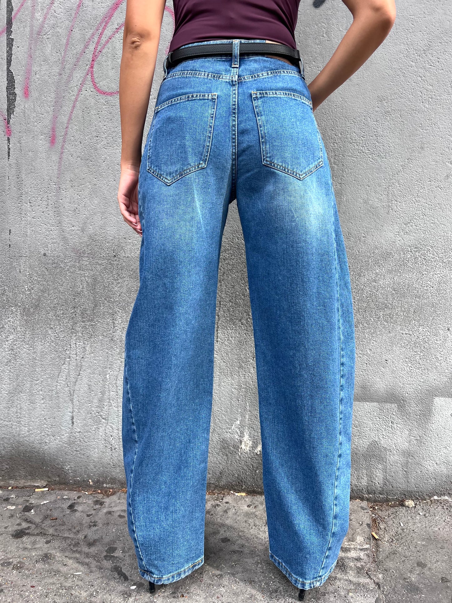 SUSY MIX DENIM VITA ALTA BALLON ARIELL BLU
