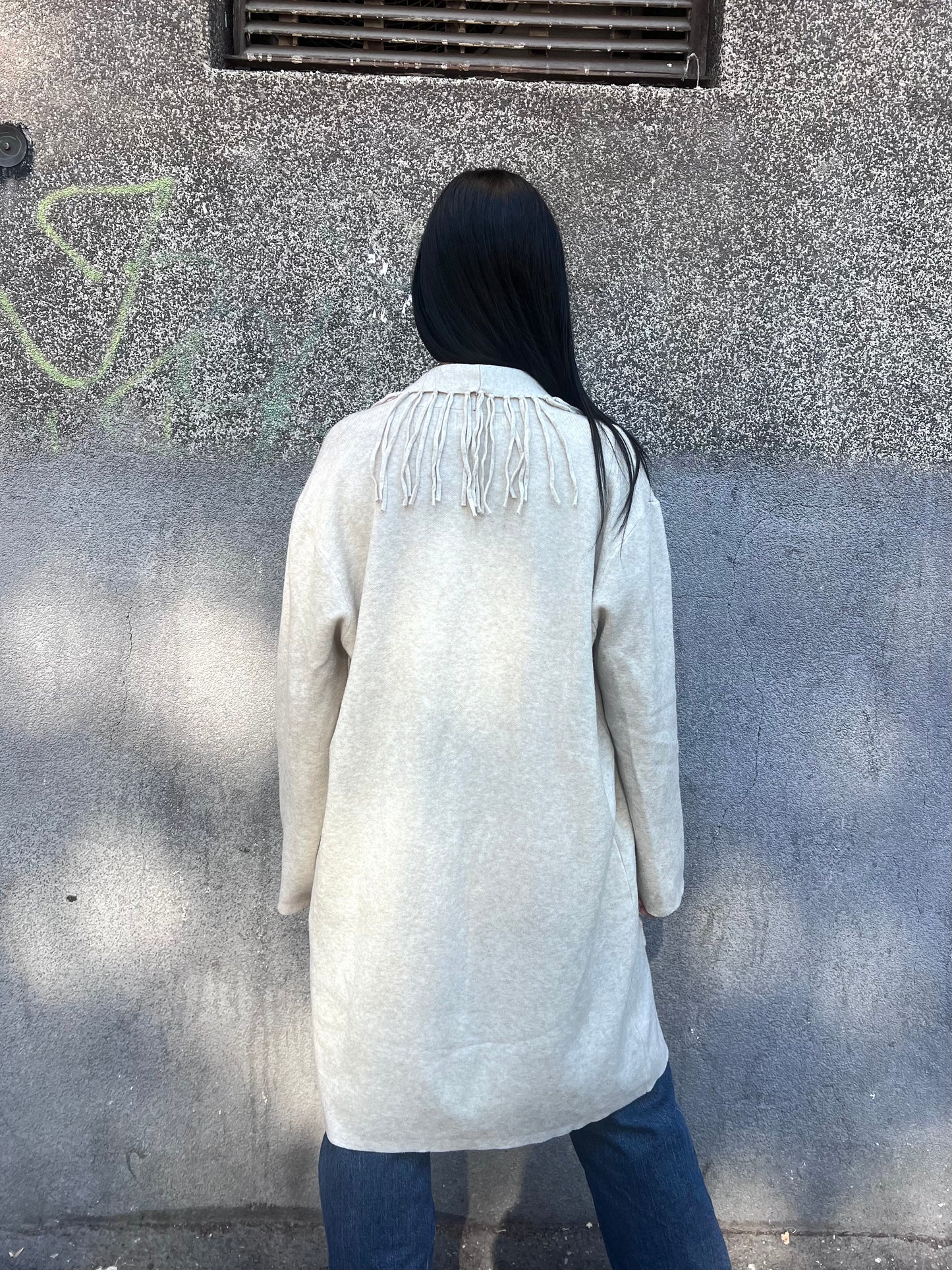 SUSY MIX CARDIGAN FRANGE MANOLA BEIGE