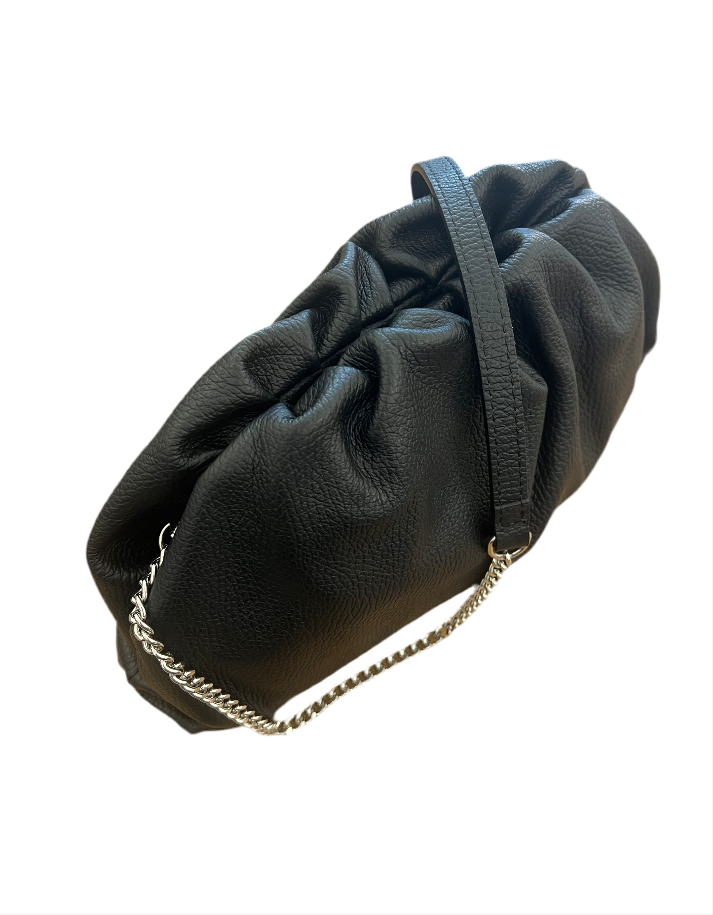 BORSA IN PELLE CON TRACOLLA POUCH NERO