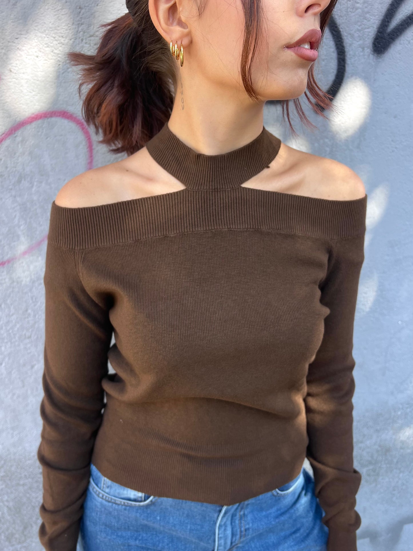 SUSY MIX MAGLIA RASATA CUT OUT VERONICA MOKA