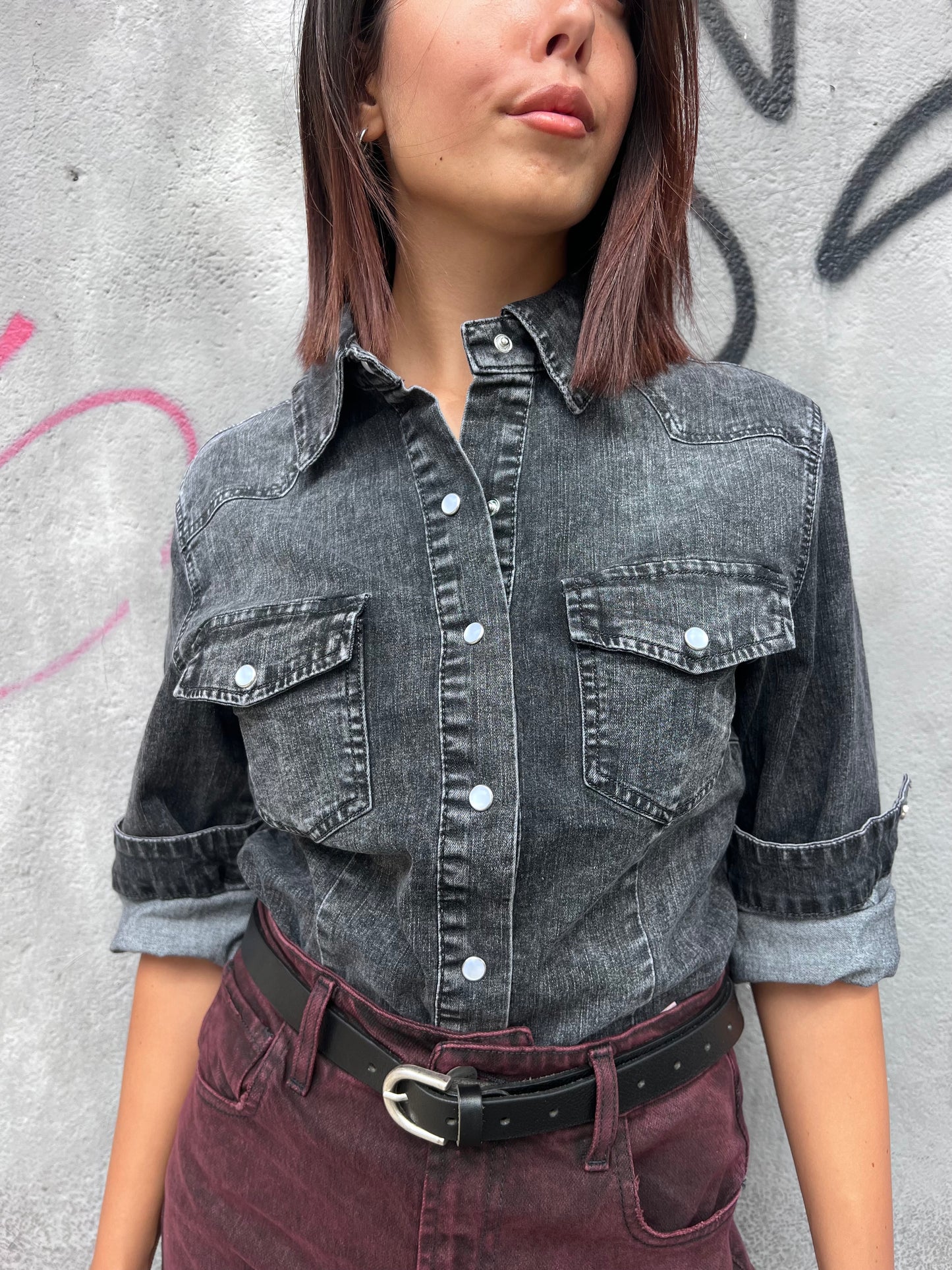 SUSY MIX CAMICIA DENIM FIT ROSSANA ASFALTO