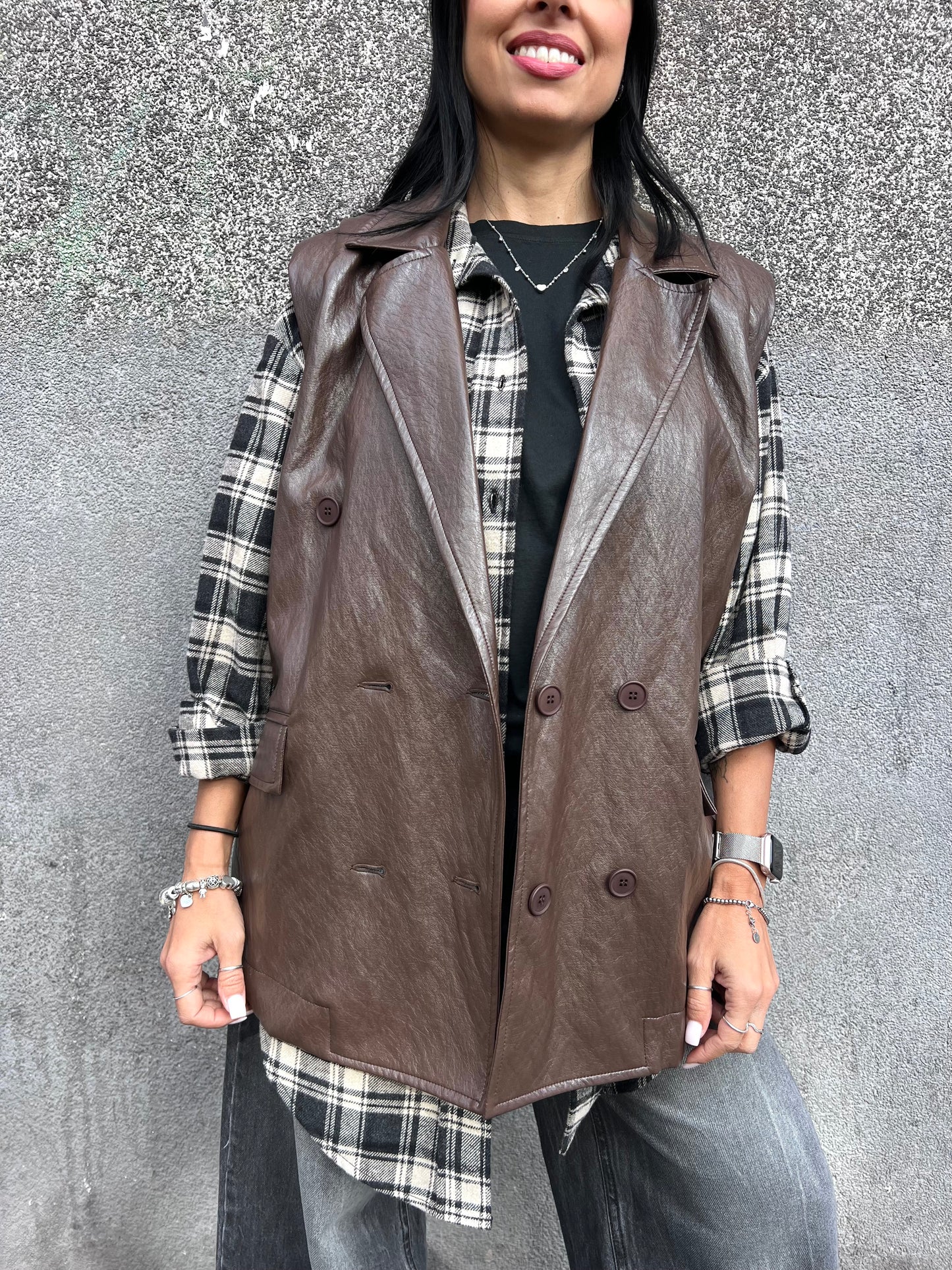 SUSY MIX GILET ECOPELLE VINILE ALESSIA MORO