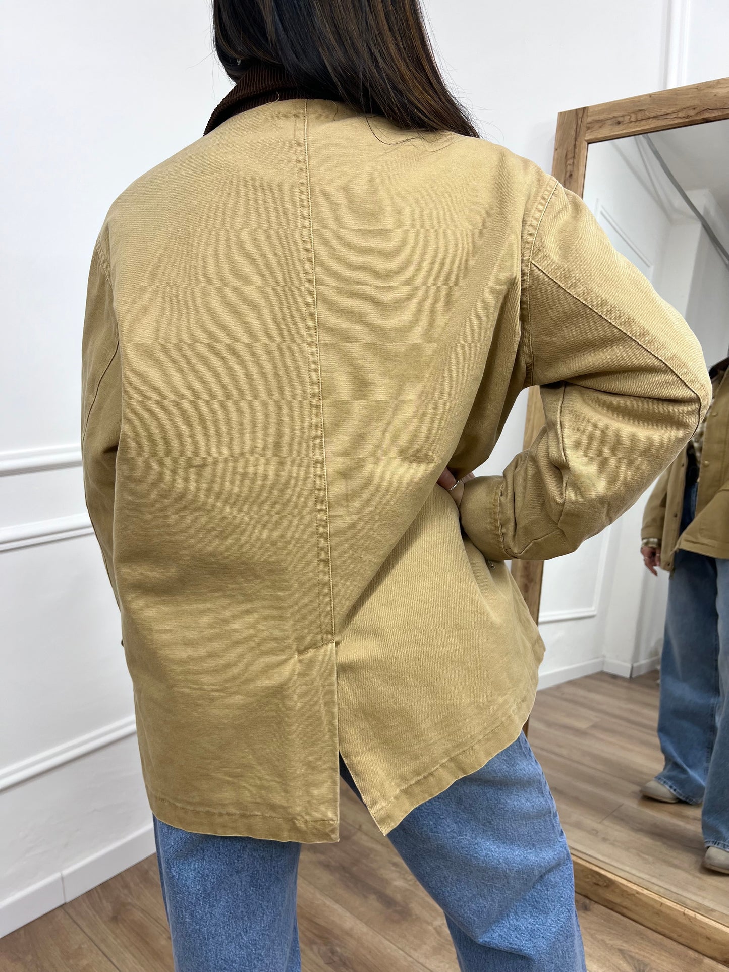 GIACCA TELA DENIM COLLETTO CONTRASTO KATE CAMMELLO