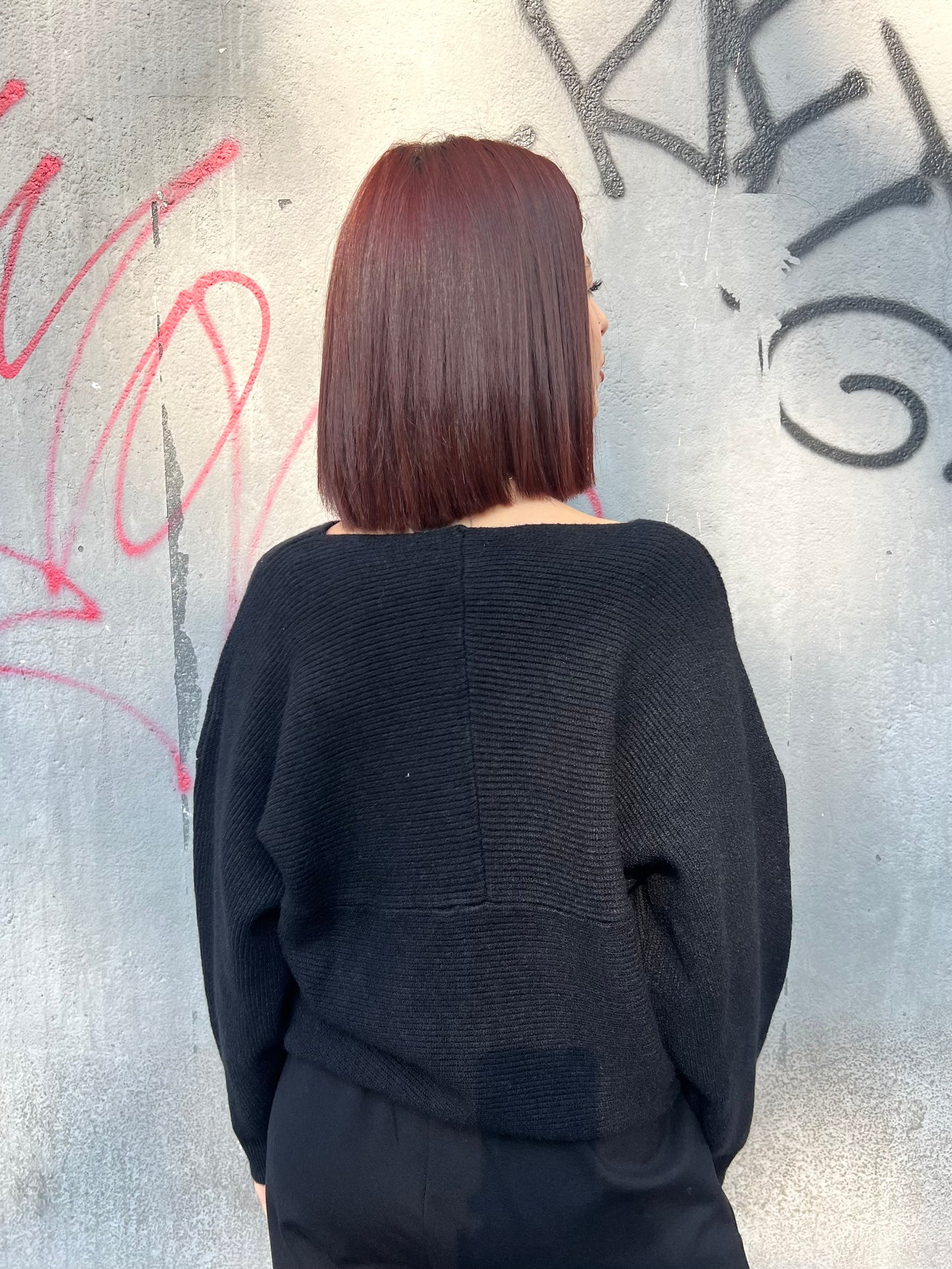 SUSY MIX MAGLIA INCROCIO COSTE VALERY NERO