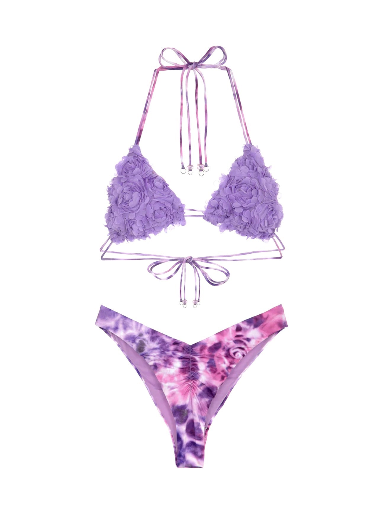 CHANGIT BIKINI TRIANGOLO E SLIP AMERICANO FISSO LILLA