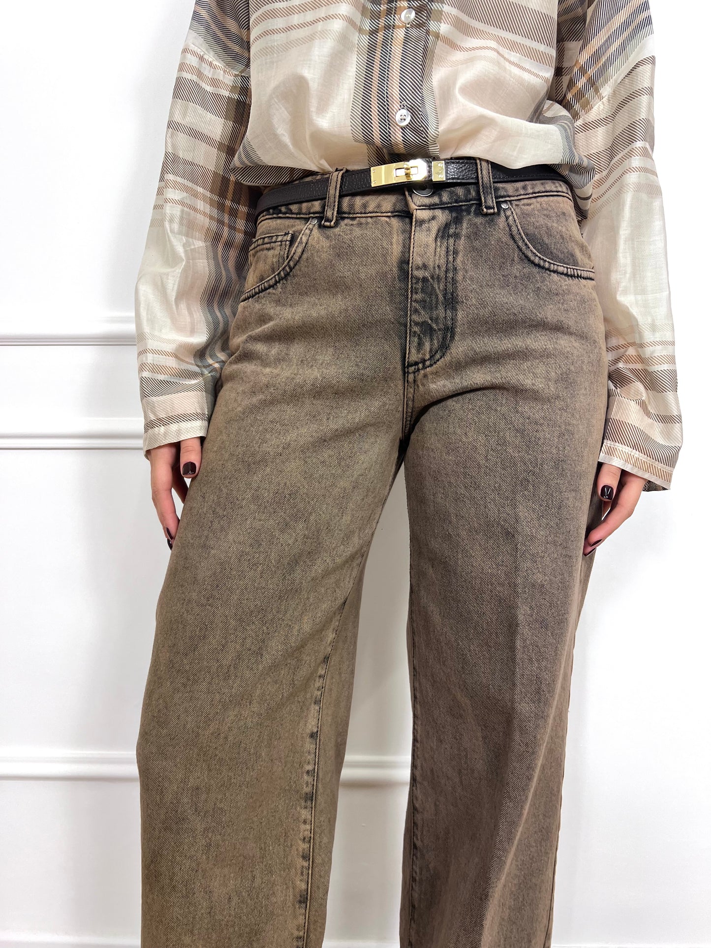 SUSY MIX DENIM PALAZZO SABBIATO VAIANA CAMEL