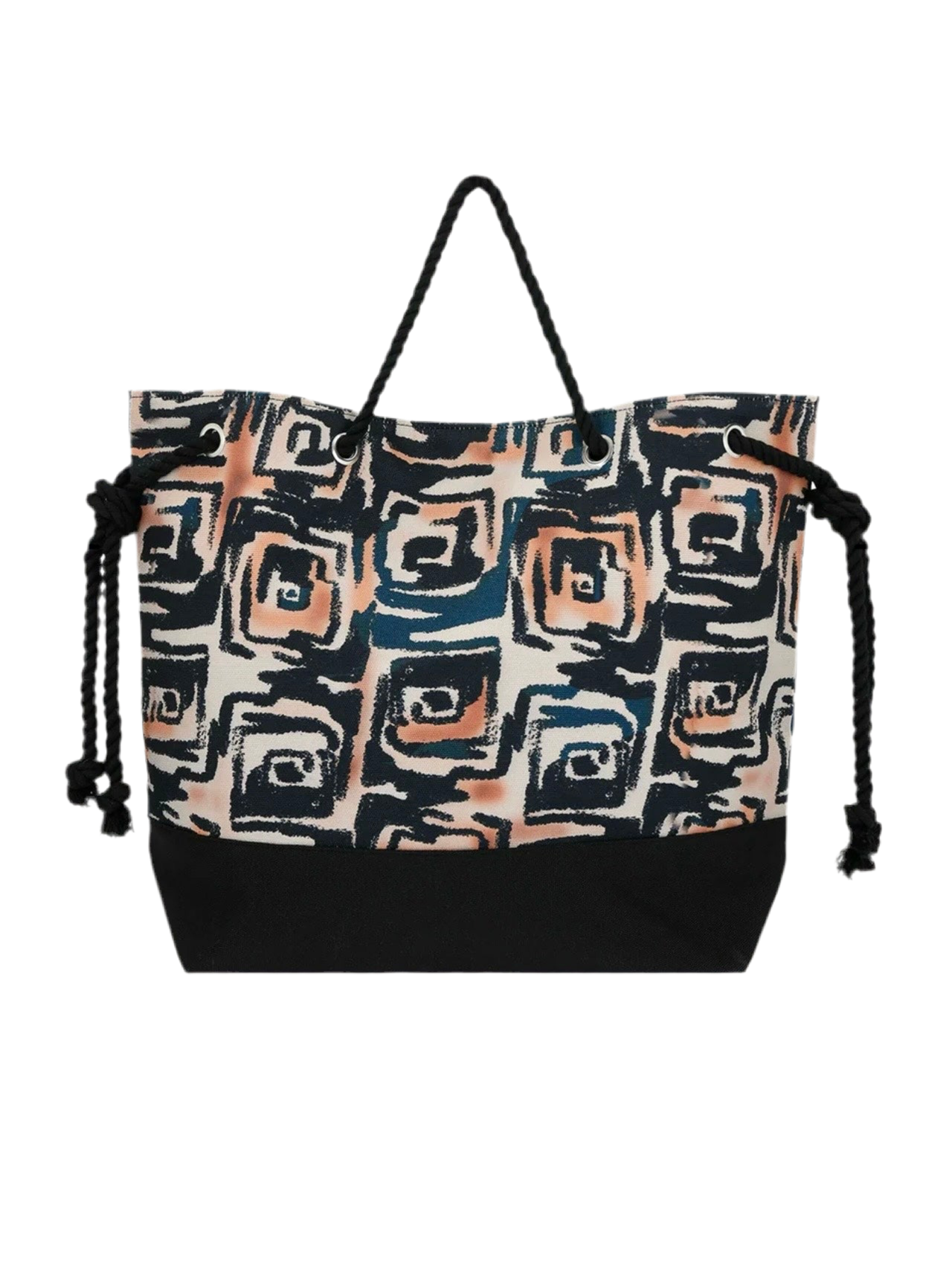 BORSA MARE MANICI IN CORDA FANTASIA NERO