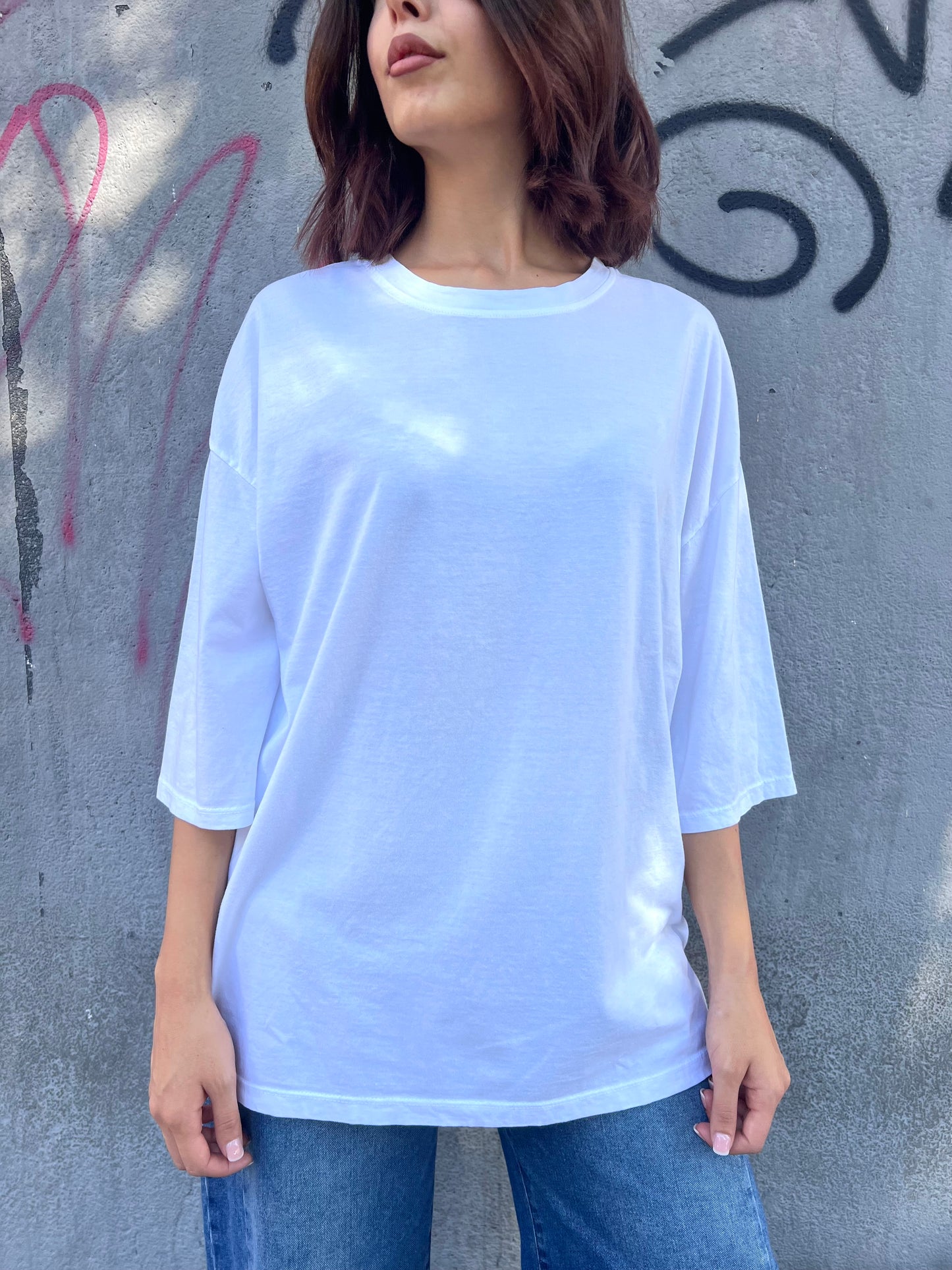SUSY MIX T-SHIRT OVER M/MANICA FLORA BIANCO