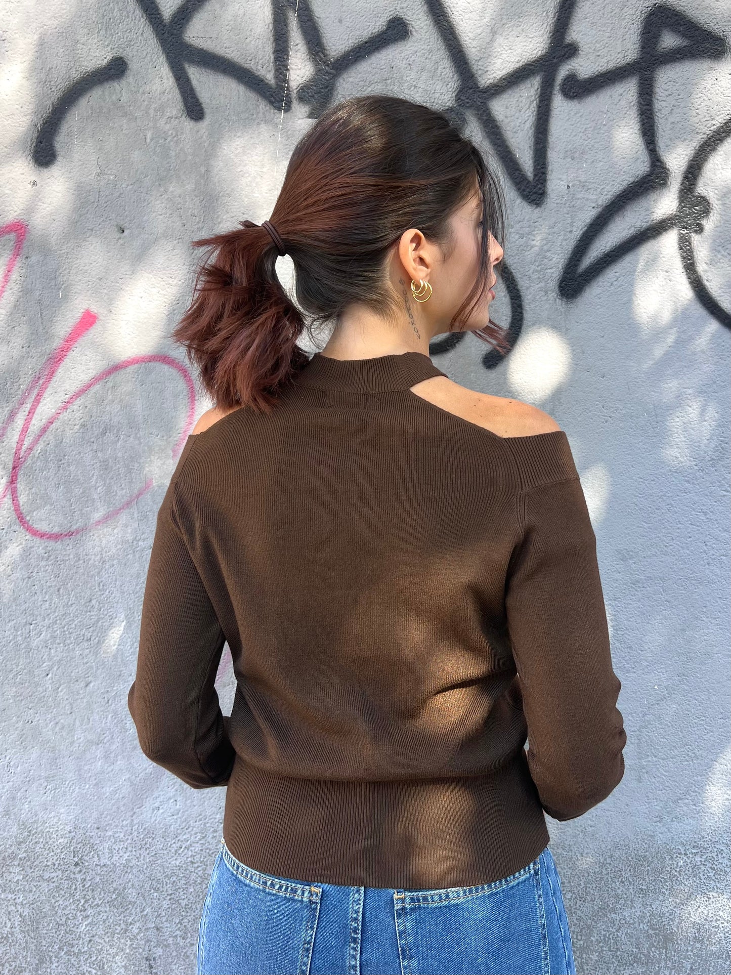 SUSY MIX MAGLIA RASATA CUT OUT VERONICA MOKA