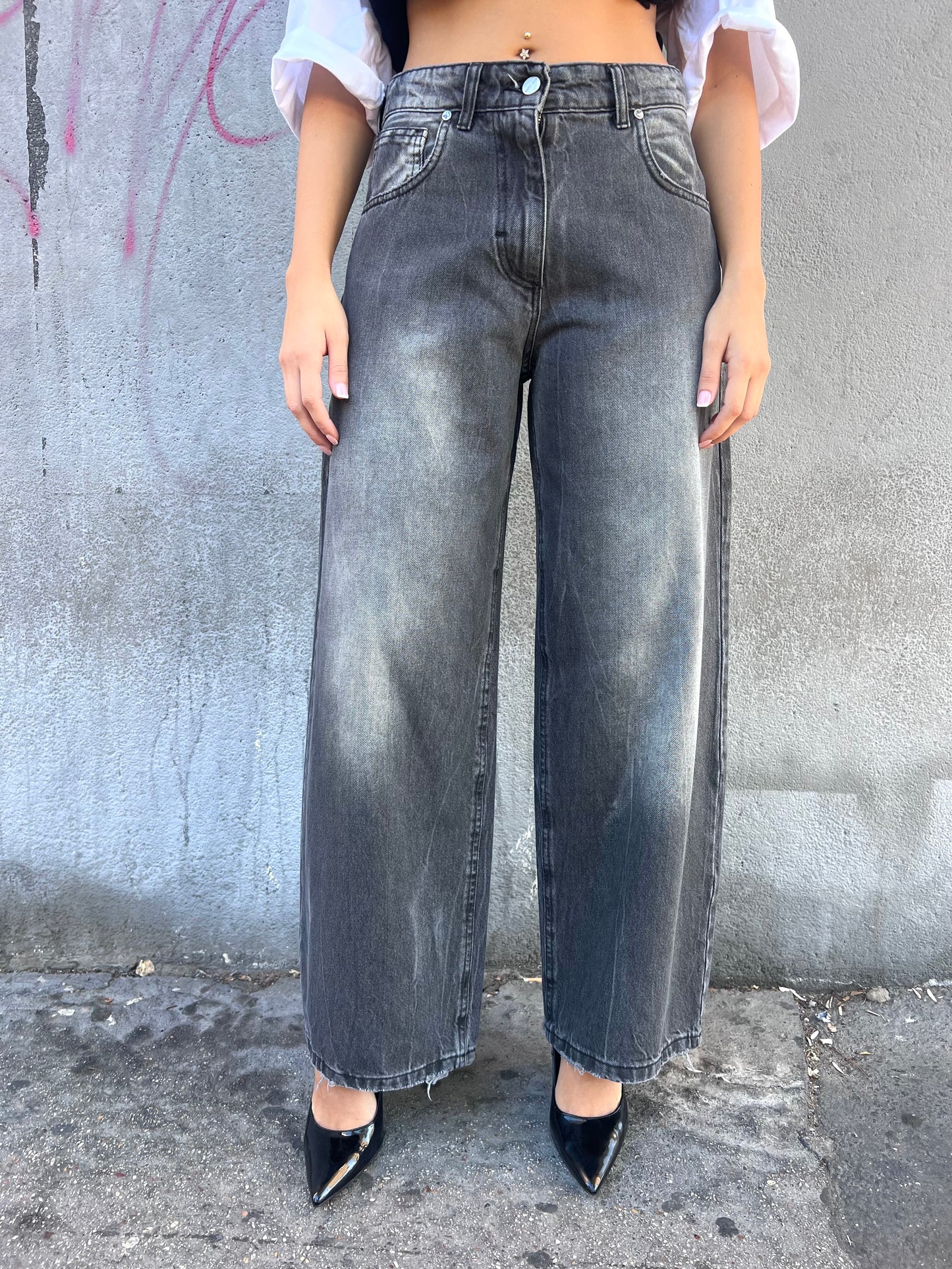 SUSY MIX DENIM VITA REGULAR BARREL SIRIA GRIGIO