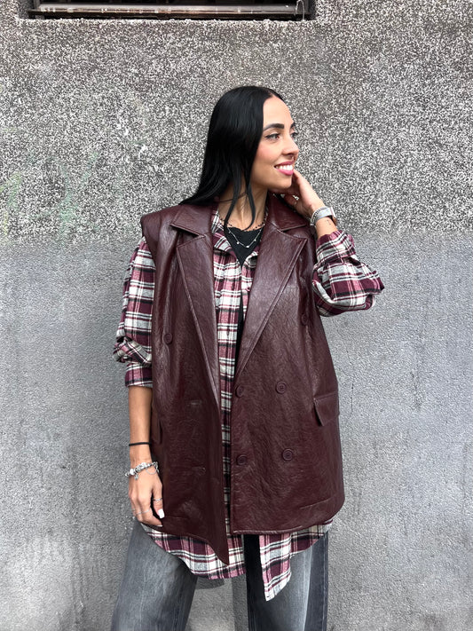 SUSY MIX GILET ECOPELLE VINILE ALESSIA VINO