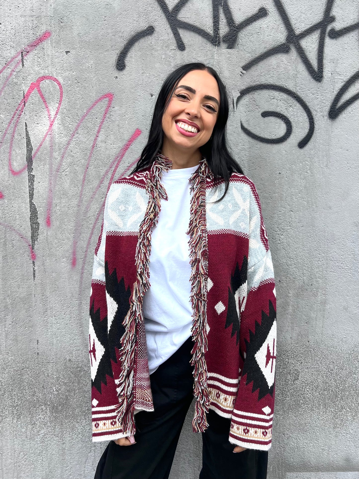 SUSY MIX CABAN CORTO STAMPA ETNICA GRIGIO