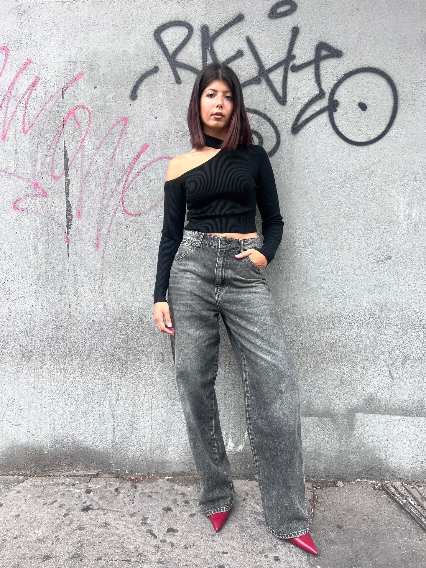 SUSY MIX MAGLIA CROP CUT OUT COSTINE ILARIA NERO