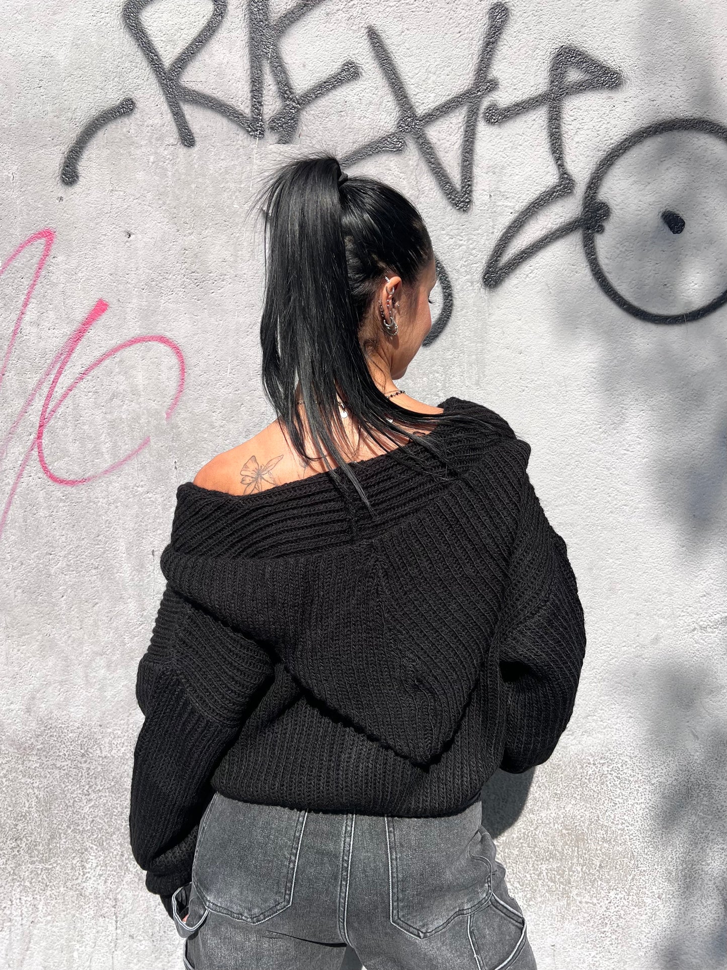 SUSY MIX CARDIGAN CROP CAPPUCCIO MOLLY NERO