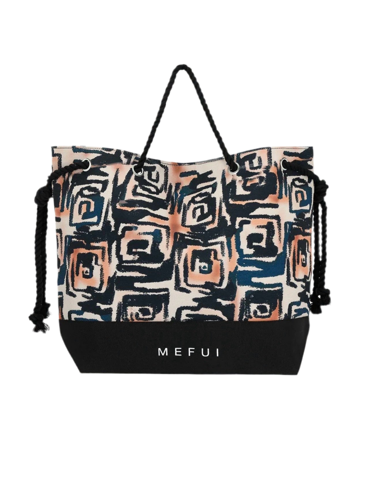 BORSA MARE MANICI IN CORDA FANTASIA NERO