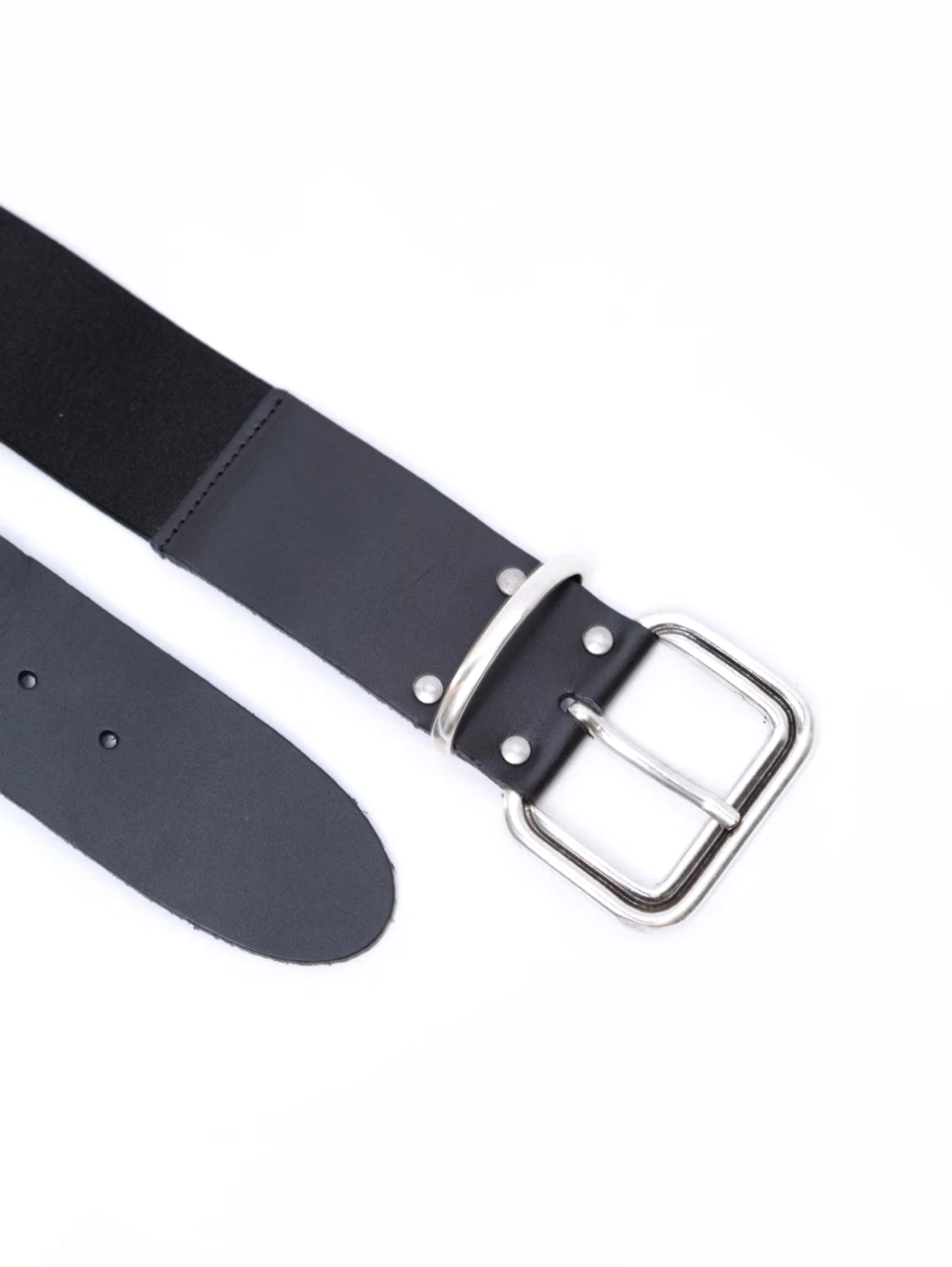 CINTURA PELLE INSERTO ELASTICO FIBBIA LAVORATA 393 NERO