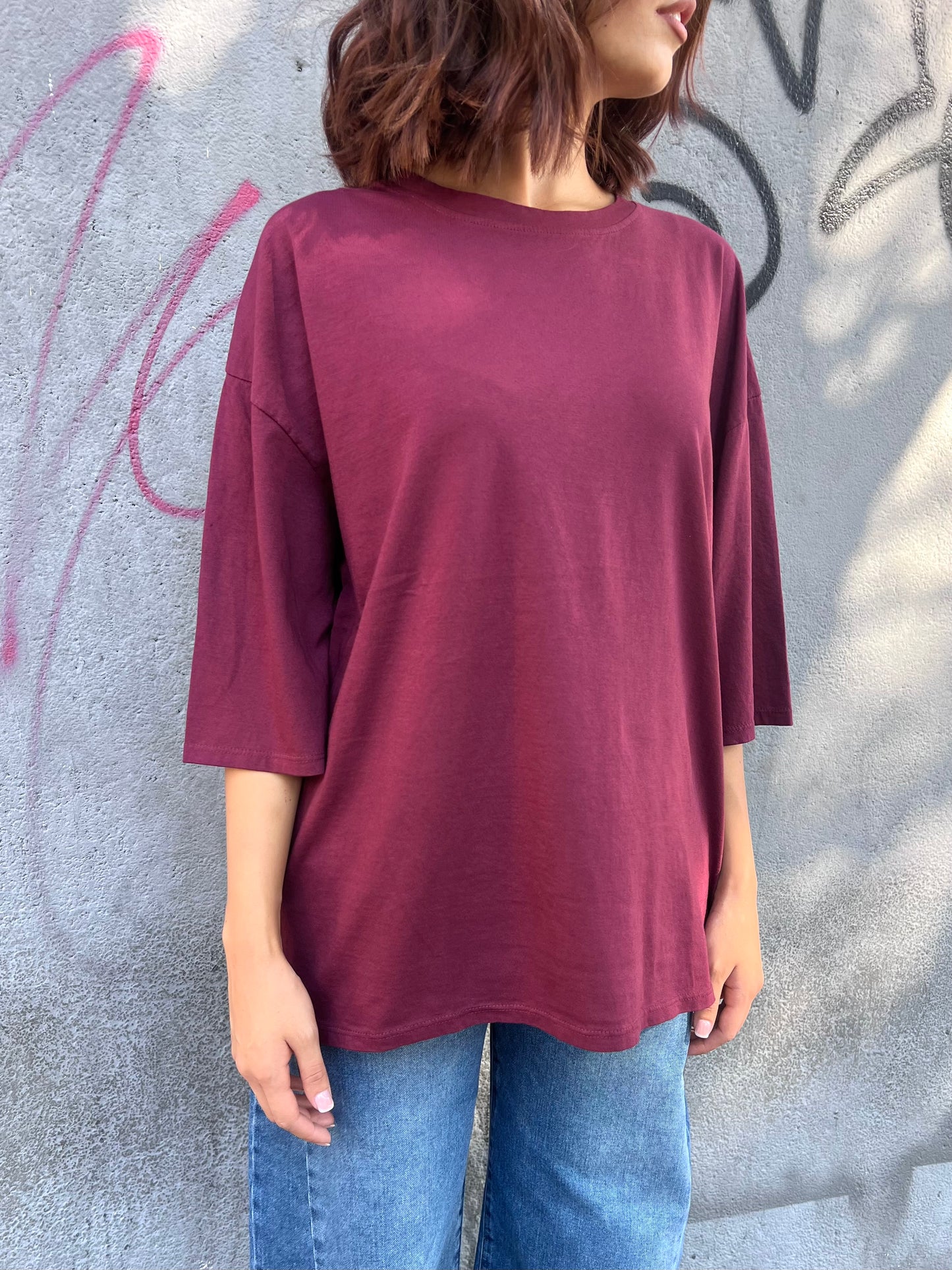 SUSY MIX T-SHIRT OVER M/MANICA. FLORA VINO