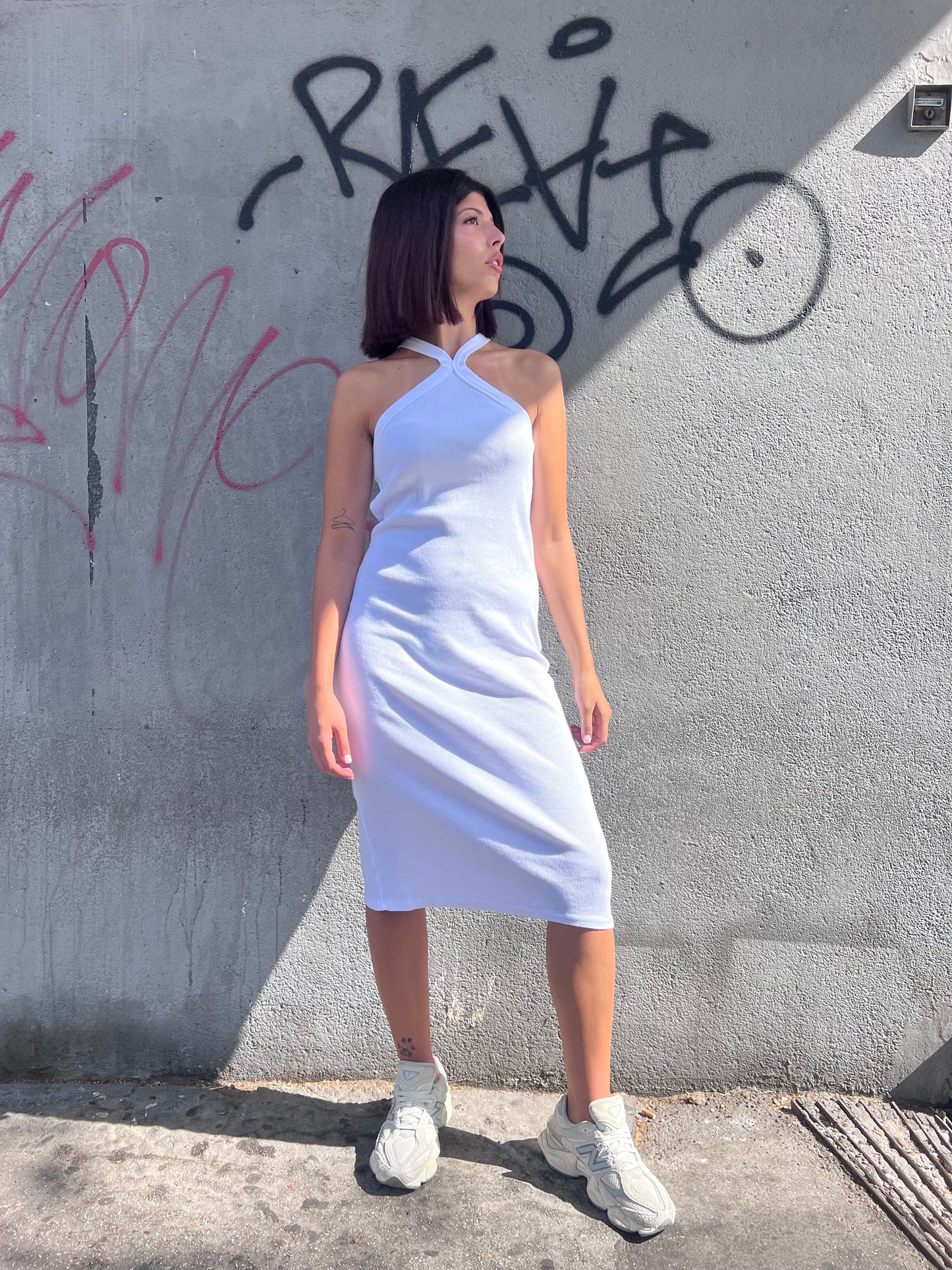 SUSY MIX ABITO MIDI COSTINE SCOLLO INCROCIO MUSA BIANCO