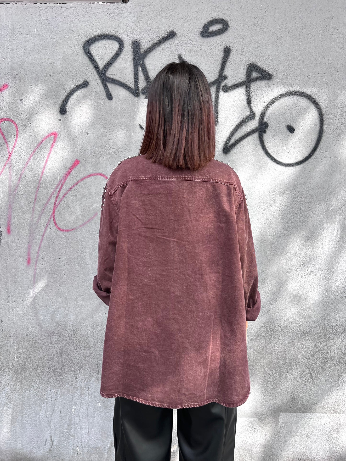 SUSY MIX CAMICIONE DENIM STONE WASH STRASS BENNY VINO